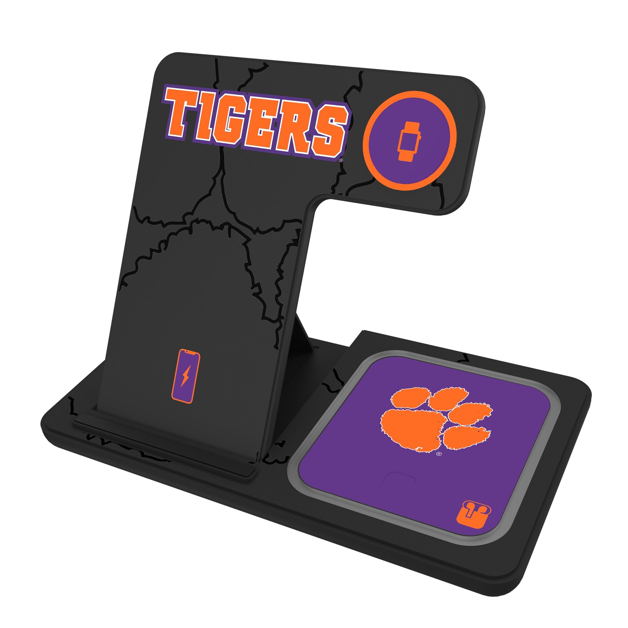 Clemson University Tigers Monocolor Tilt 3 in 1 Charging Station