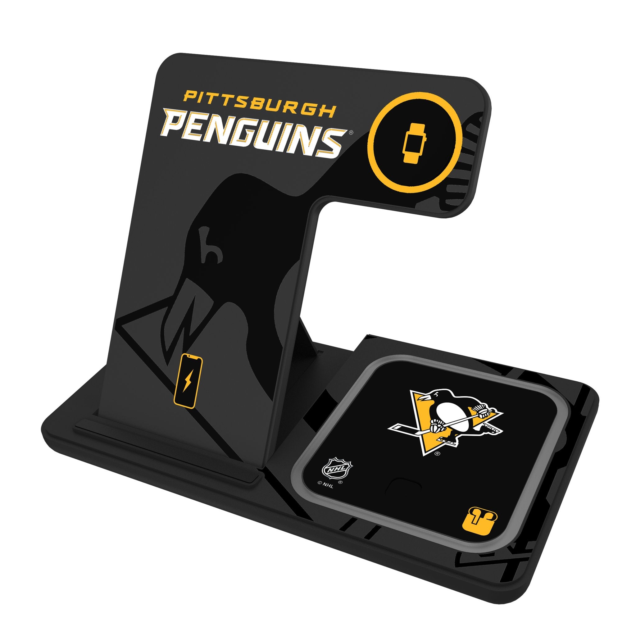 Pittsburgh Penguins Monocolor Tilt 3 in 1 Charging Station