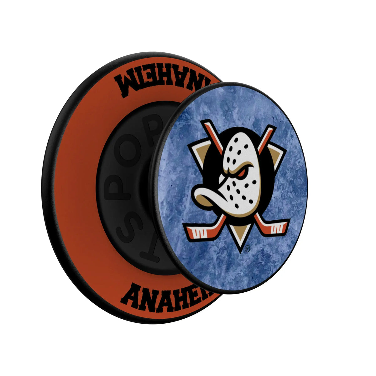 Anaheim Ducks Ice Wordmark Popsockets Round Magnetic - Isometric View