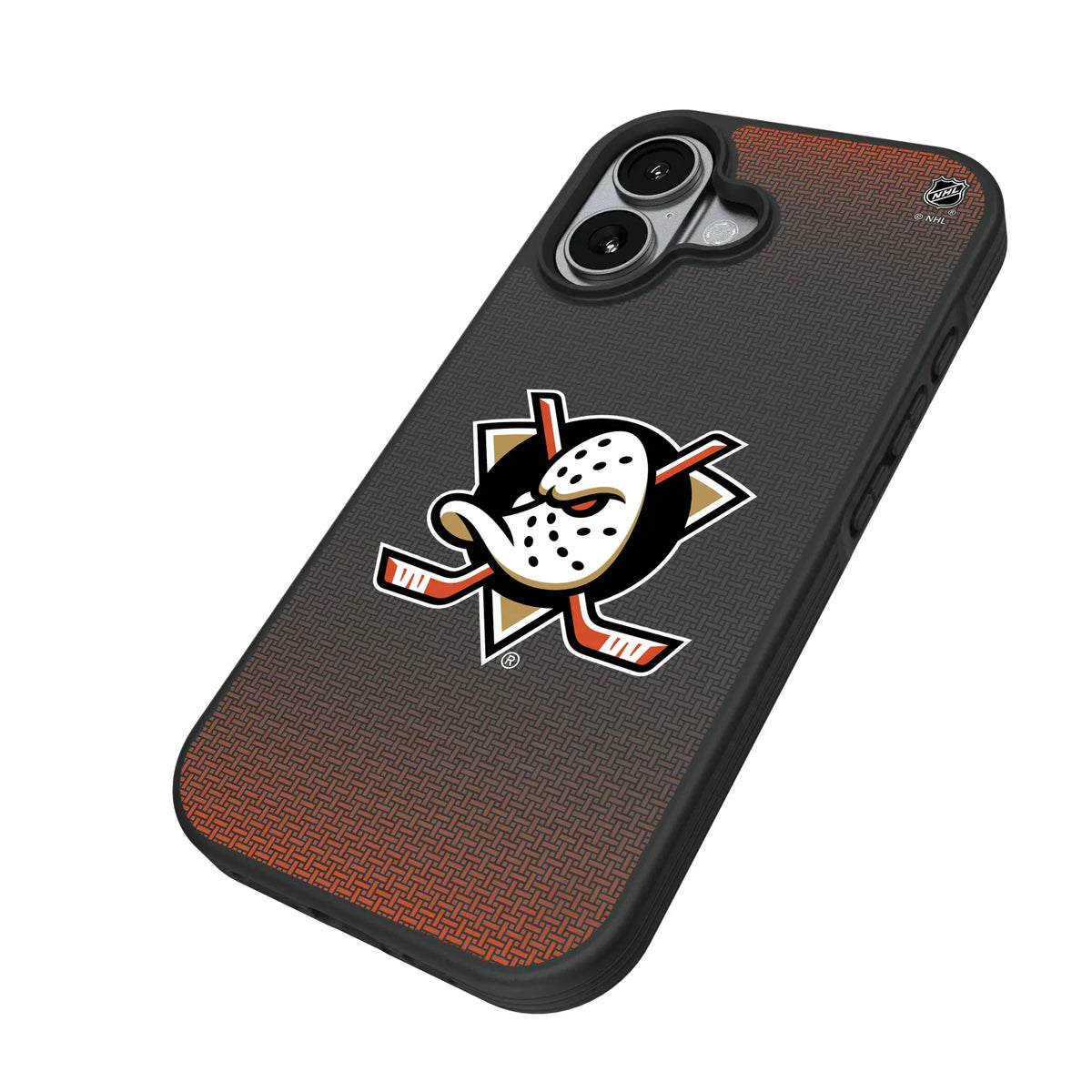 Anaheim Ducks Linen iPhone Bump Phone Case for Apple iPhone - Isometric View#Device_iPhone 17