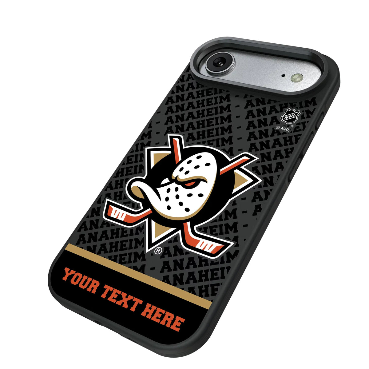 Anaheim Ducks Personalized EndZone Plus iPhone Bump Phone Case for Apple iPhone - Isometric View#Device_iPhone Air