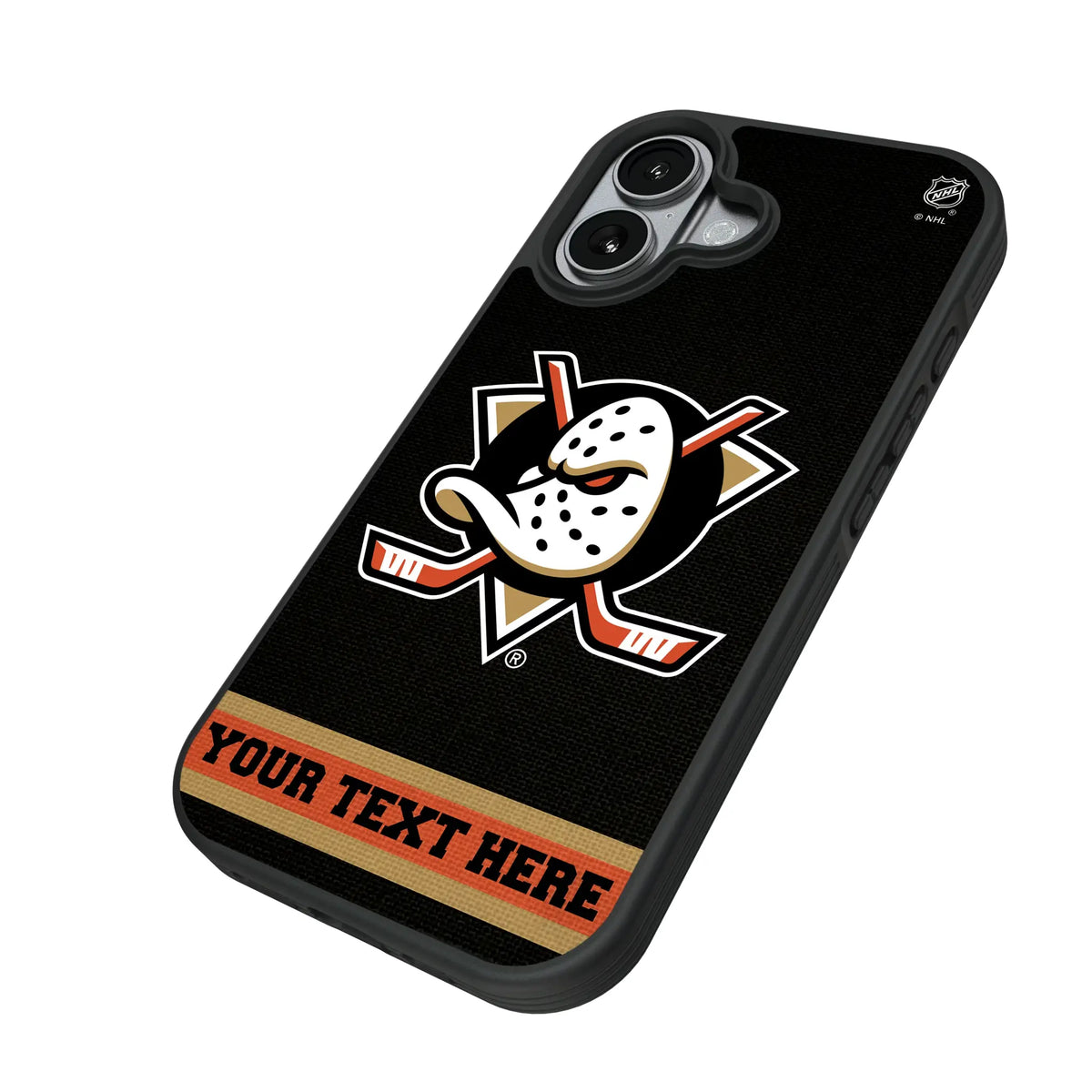 Anaheim Ducks Personalized Stripe iPhone Bump Phone Case for Apple iPhone - Isometric View#Device_iPhone 17