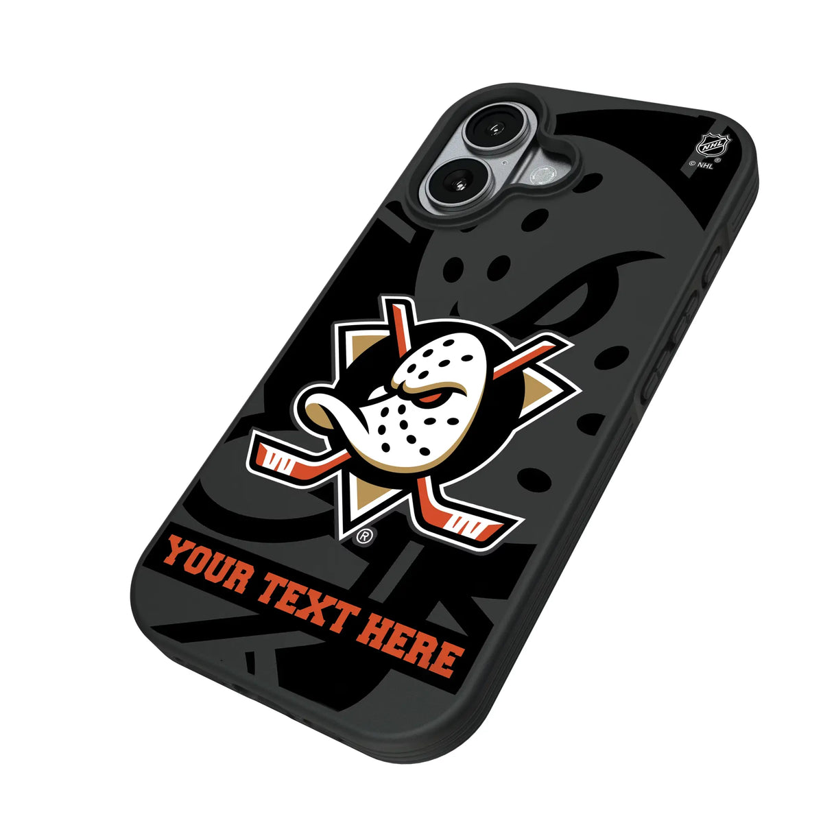 Anaheim Ducks Personalized Tilt iPhone Bump Phone Case for Apple iPhone - Isometric View#Device_iPhone 17