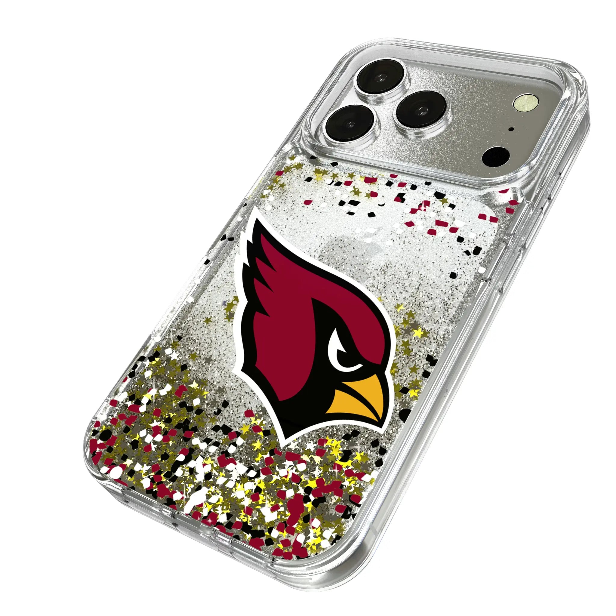 Arizona Cardinals Confetti iPhone Glitter Phone Case for Apple iPhone - Isometric View