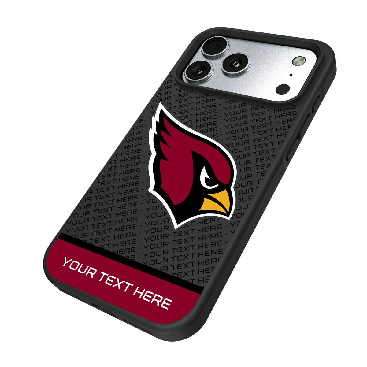 Arizona Cardinals Personalized EndZone Plus iPhone Bump Phone Case for Apple iPhone - Isometric View#Device_iPhone 17 Pro Max