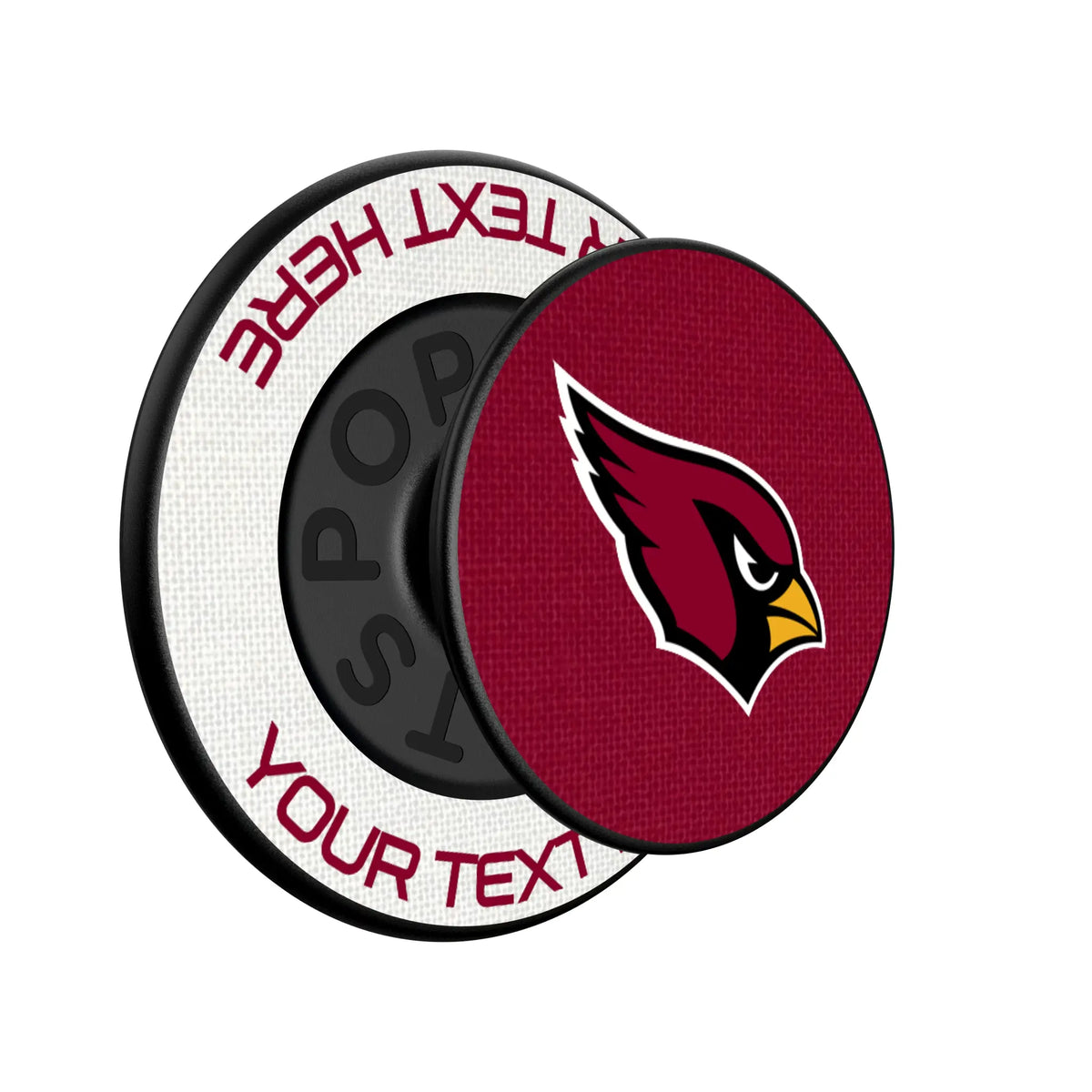 Arizona Cardinals Personalized Endzone Solid Popsockets Round Magnetic - Isometric View