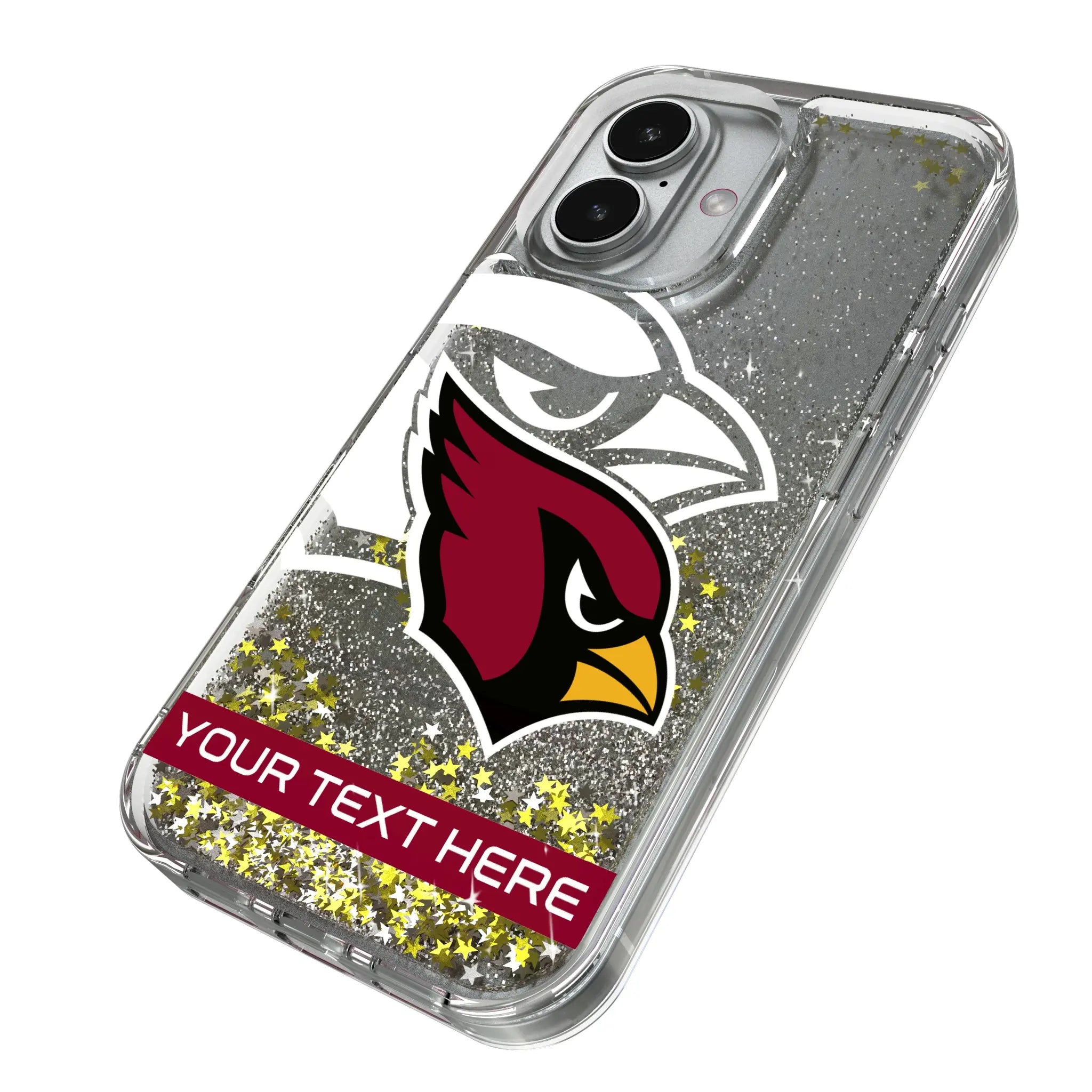 Arizona Cardinals Personalized Tilt iPhone Glitter Phone Case for Apple iPhone - Isometric View