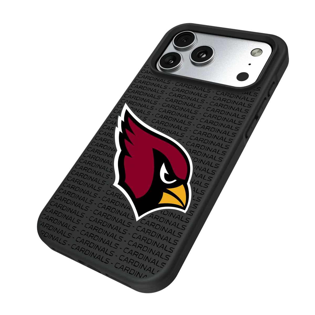 Arizona Cardinals Text Backdrop iPhone Bump Phone Case for Apple iPhone - Isometric View#Device_iPhone 17 Pro Max