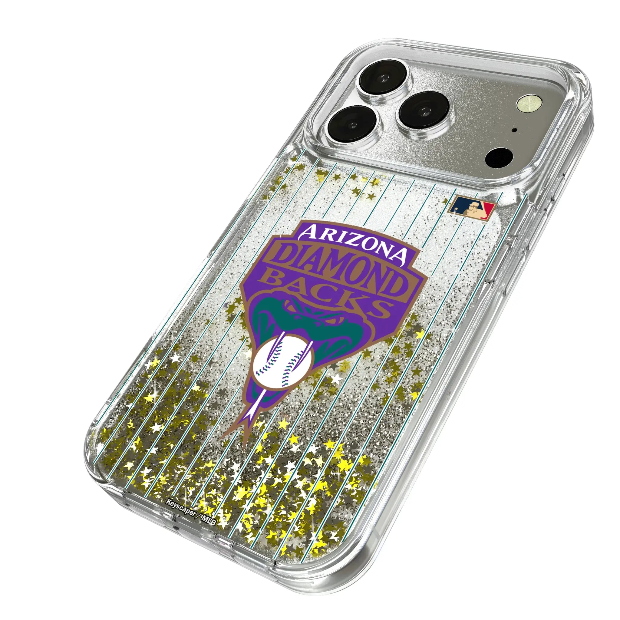 Arizona Diamondbacks 1999-2006 - Cooperstown Collection Pinstripe iPhone Glitter Phone Case for Apple iPhone - Isometric View