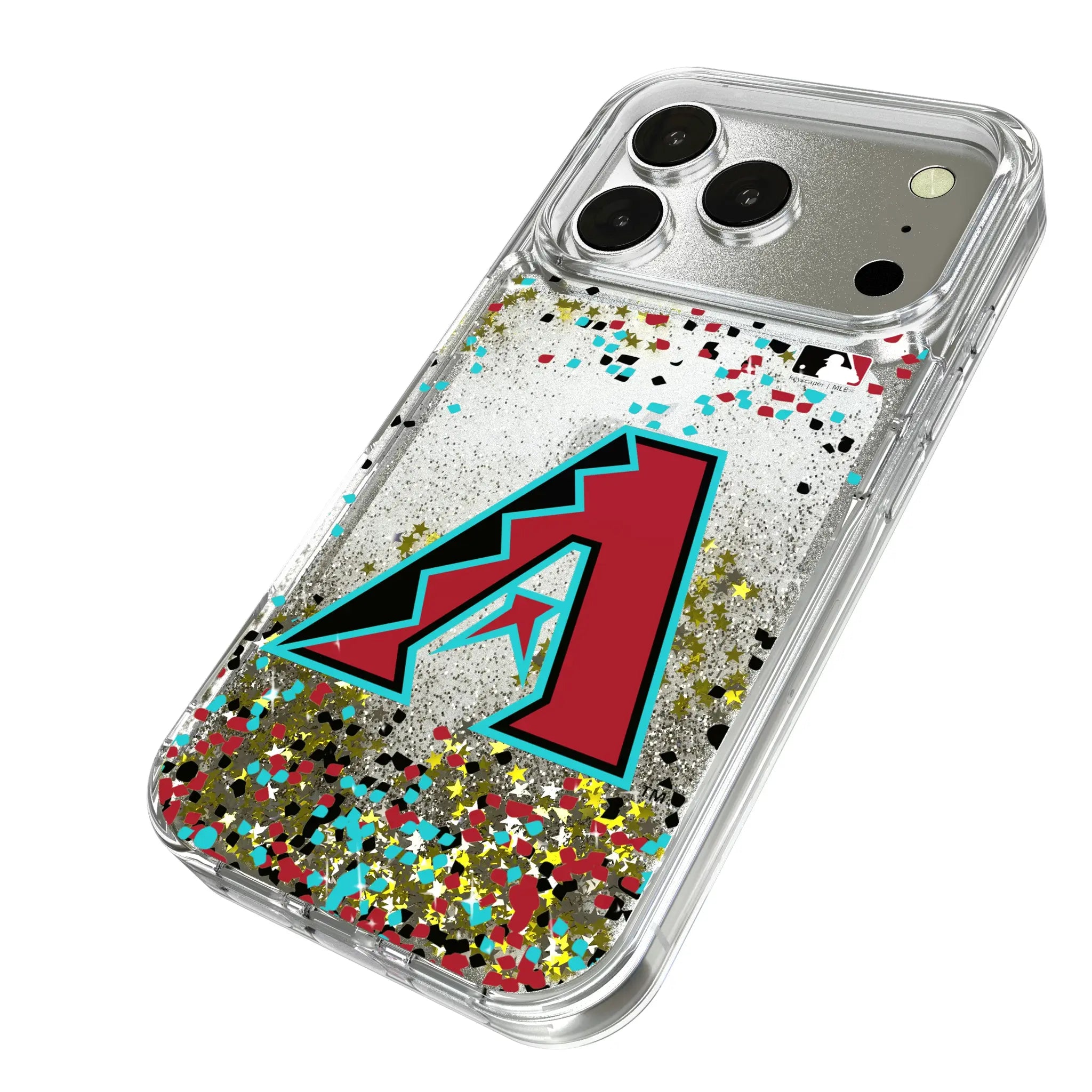 Arizona Diamondbacks Confetti iPhone Glitter Phone Case for Apple iPhone - Isometric View