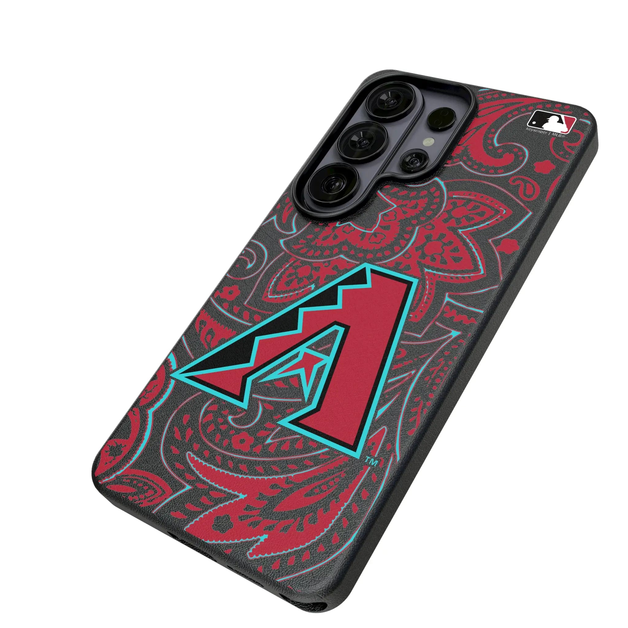 Arizona Diamondbacks Paisley Galaxy MagSafe Compatible Phone Case for Samsung Galaxy - Isometric View#Device_Galaxy S26 Ultra
