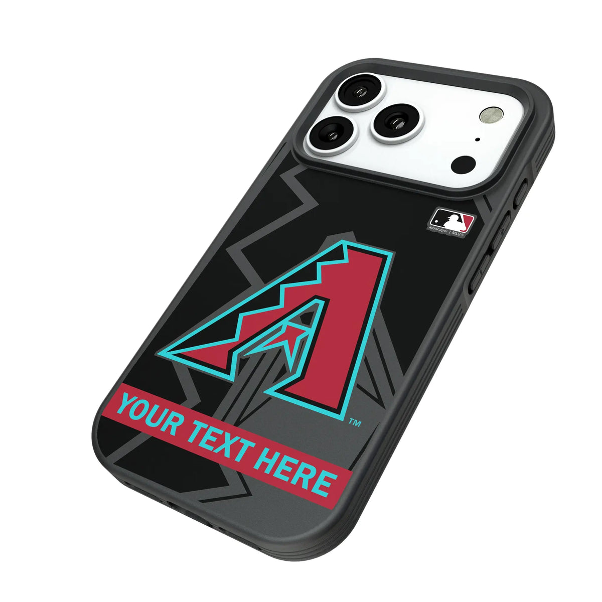 Arizona Diamondbacks Personalized Tilt iPhone Bump Phone Case for Apple iPhone - Isometric View#Device_iPhone 18 Pro