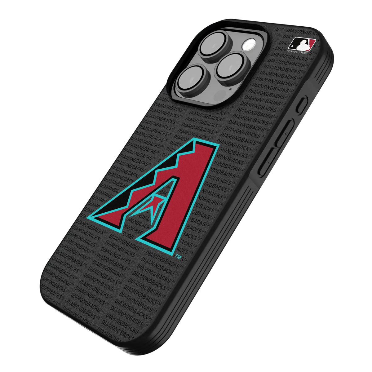 Arizona Diamondbacks Text Backdrop iPhone Bump Phone Case for Apple iPhone - Isometric View