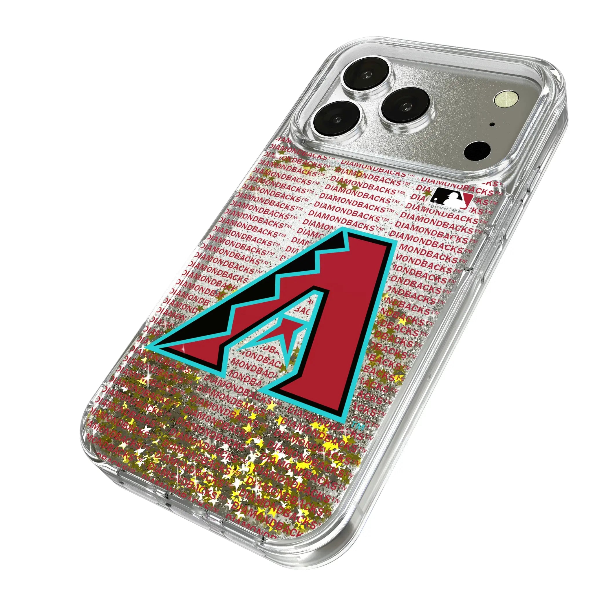 Arizona Diamondbacks Text Backdrop iPhone Glitter Phone Case for Apple iPhone - Isometric View