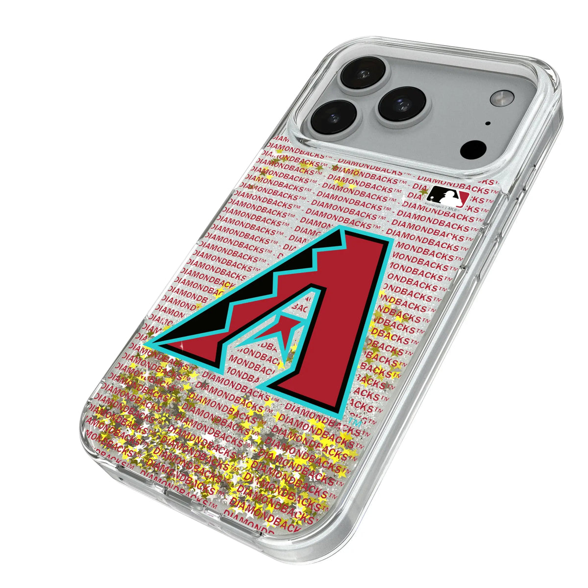Arizona Diamondbacks Text Backdrop iPhone Glitter Phone Case for Apple iPhone - Isometric View#Device_iPhone 18 Pro