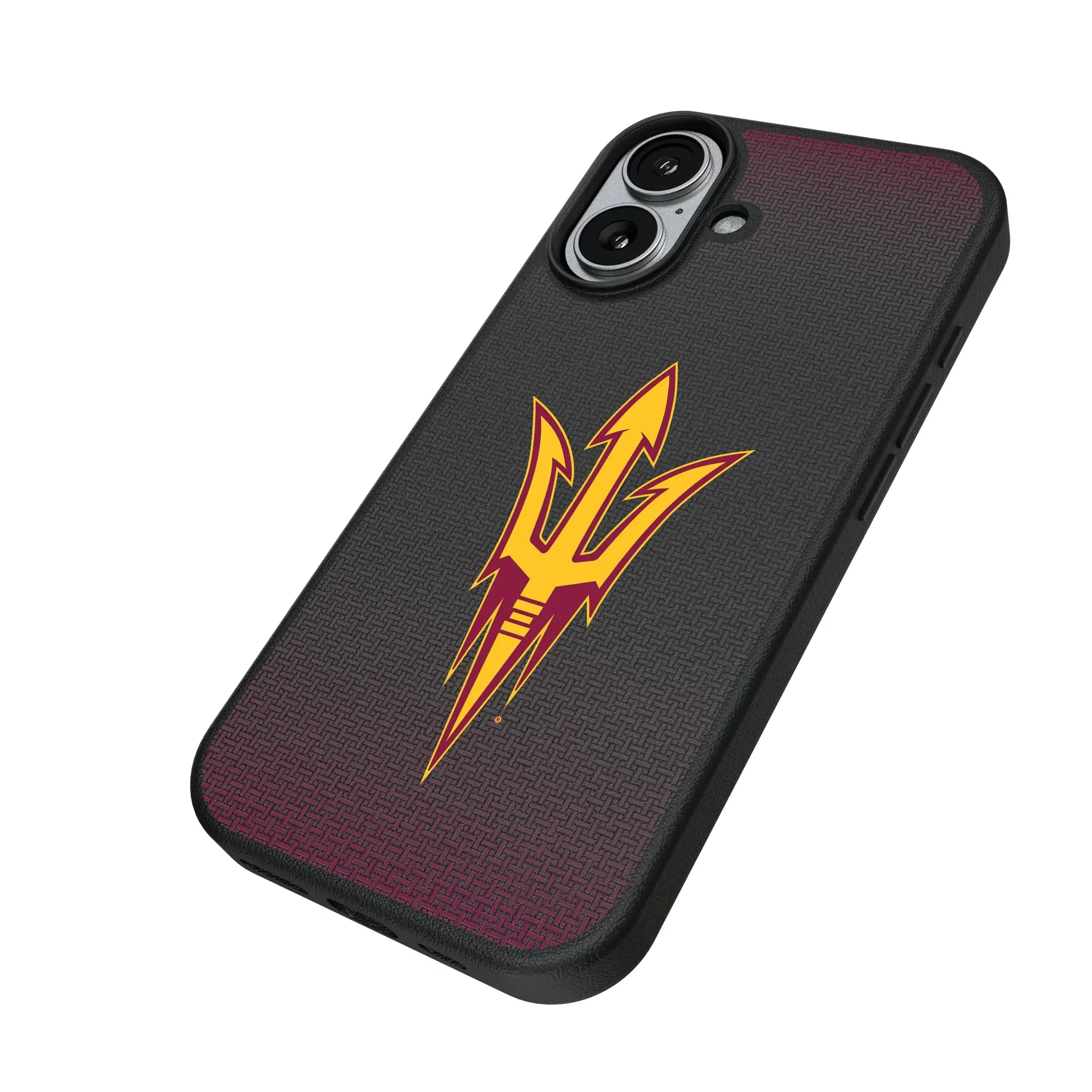 Arizona State University Sun Devils Linen iPhone MagSafe Compatible Phone Case for Apple iPhone - Isometric View#Device_iPhone 17