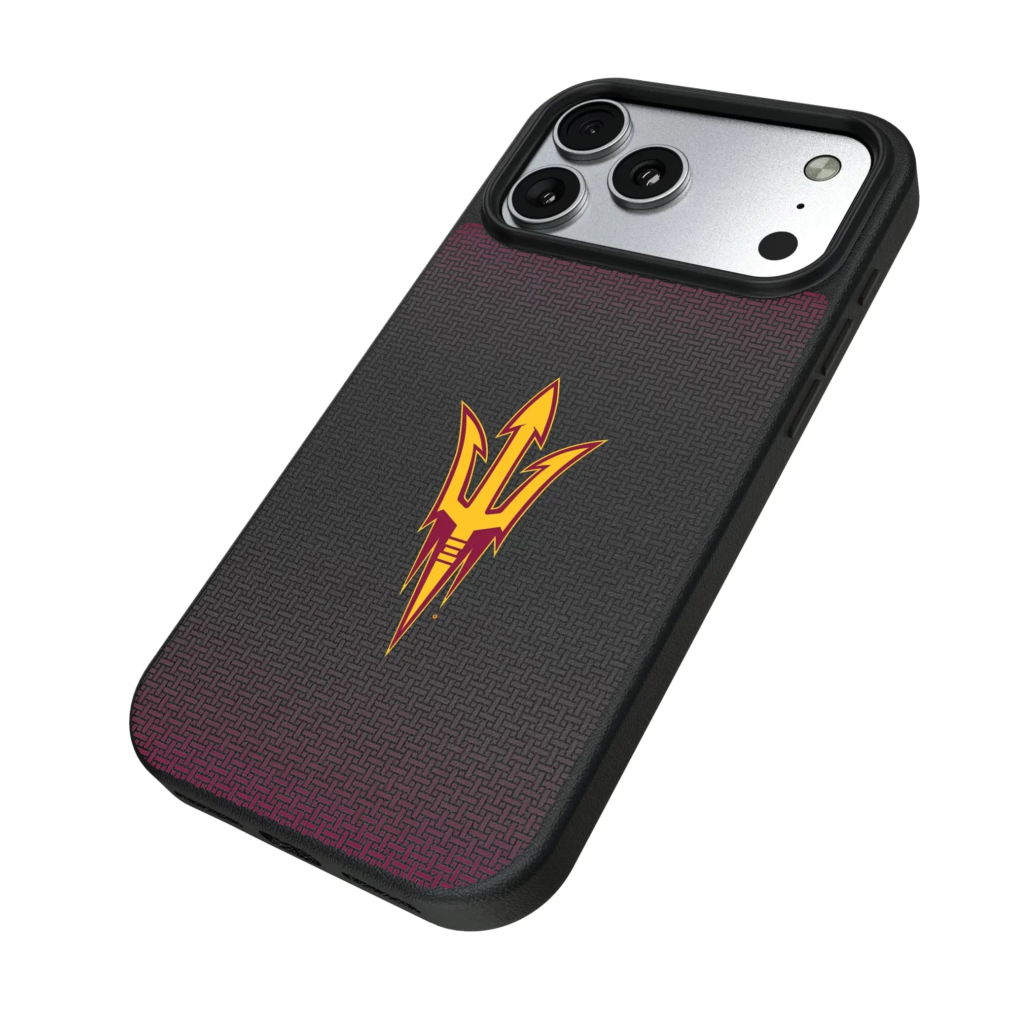 Arizona State University Sun Devils Linen iPhone MagSafe Compatible Phone Case for Apple iPhone - Isometric View#Device_iPhone 17 Pro Max