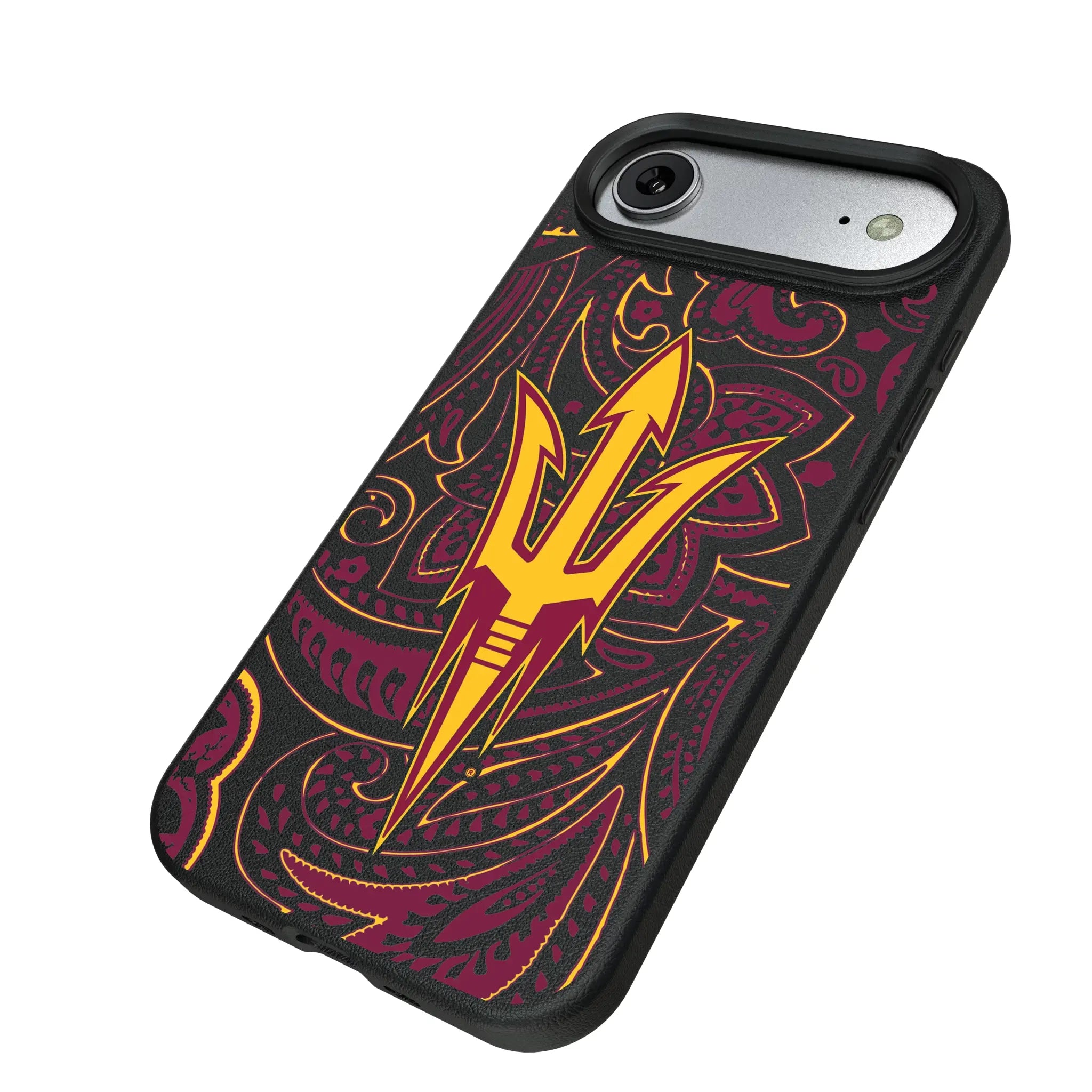 Arizona State University Sun Devils Paisley iPhone MagSafe Compatible Phone Case for Apple iPhone - Isometric View#Device_iPhone Air