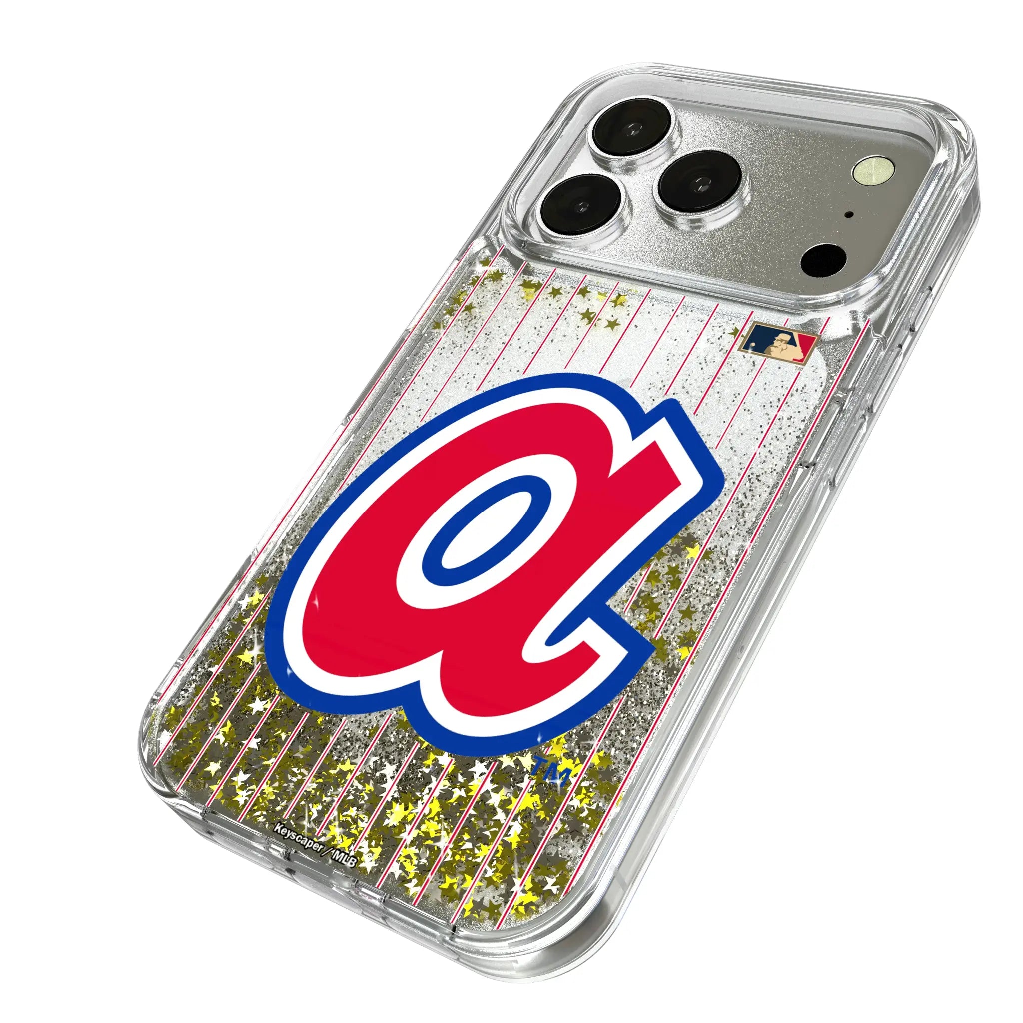 Atlanta Braves 1972-1980 - Cooperstown Collection Pinstripe iPhone Glitter Phone Case for Apple iPhone - Isometric View