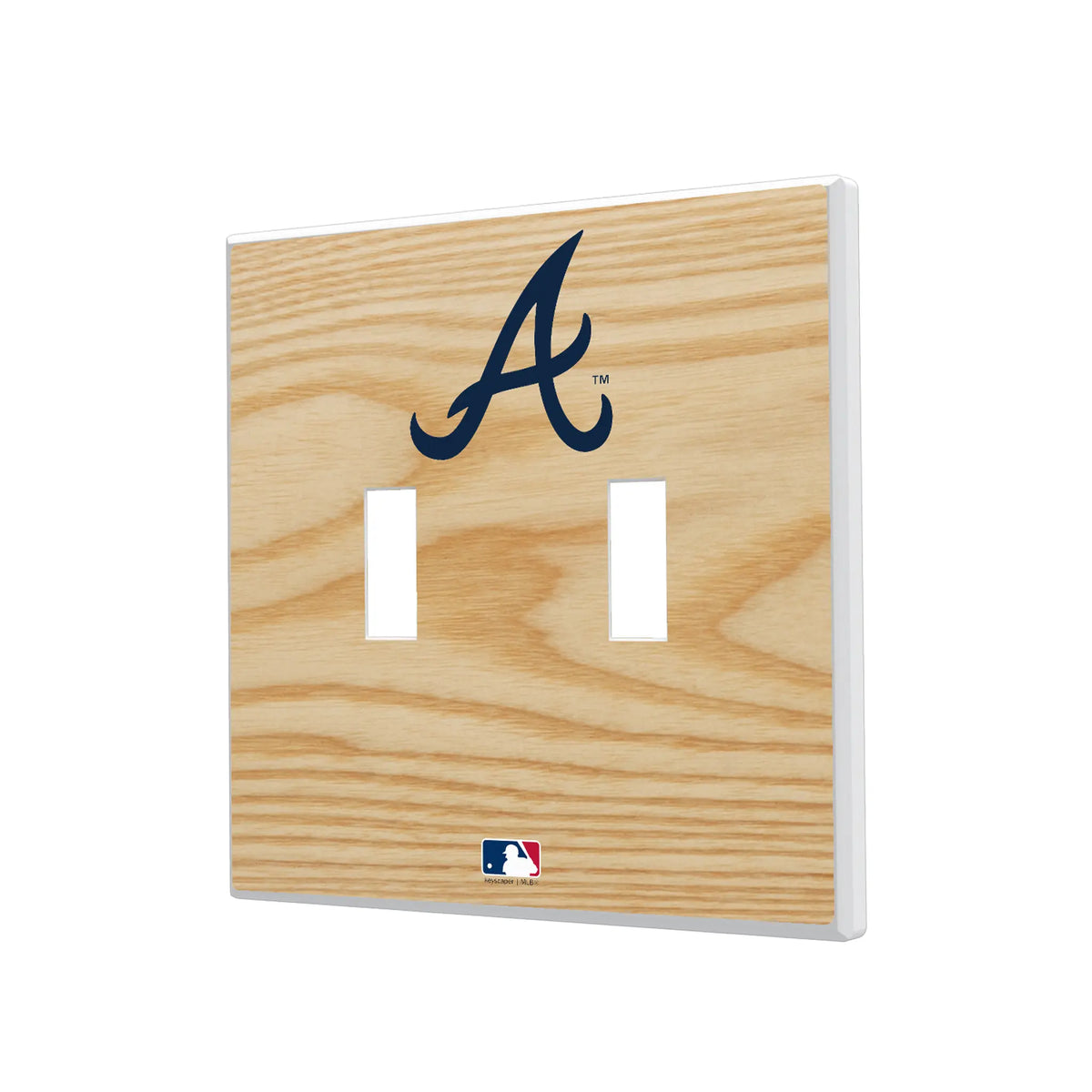 Atlanta Braves Baseball Bat Hidden-Screw Light Switch Plate#Style_Double Toggle