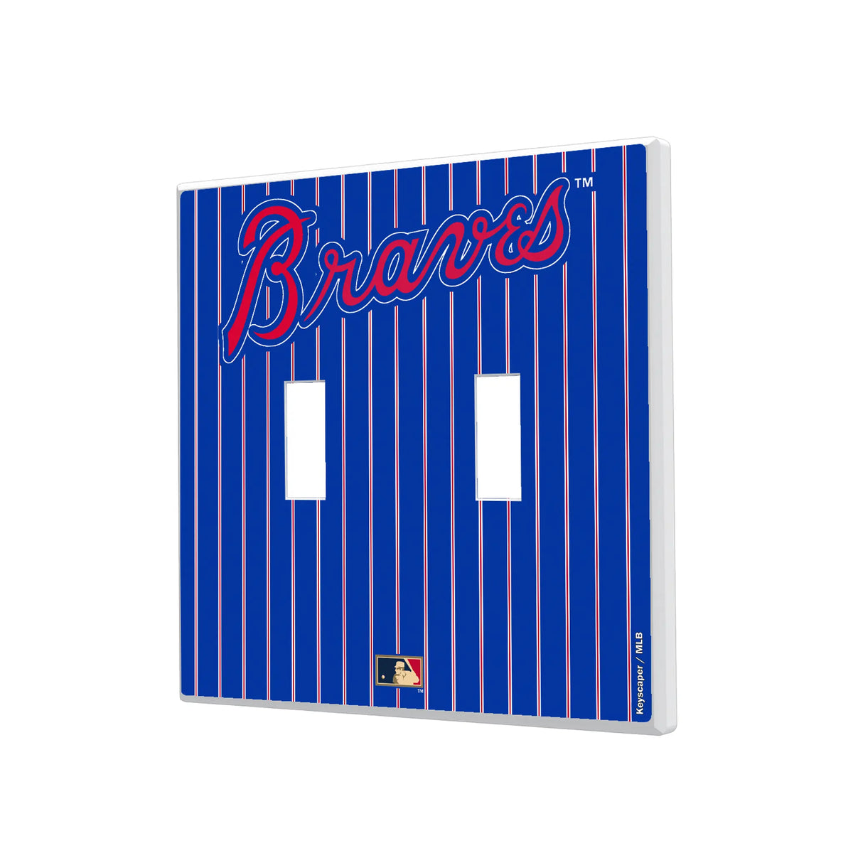 Atlanta Braves Home 2012 - Cooperstown Collection Pinstripe Hidden-Screw Light Switch Plate#Style_Double Toggle