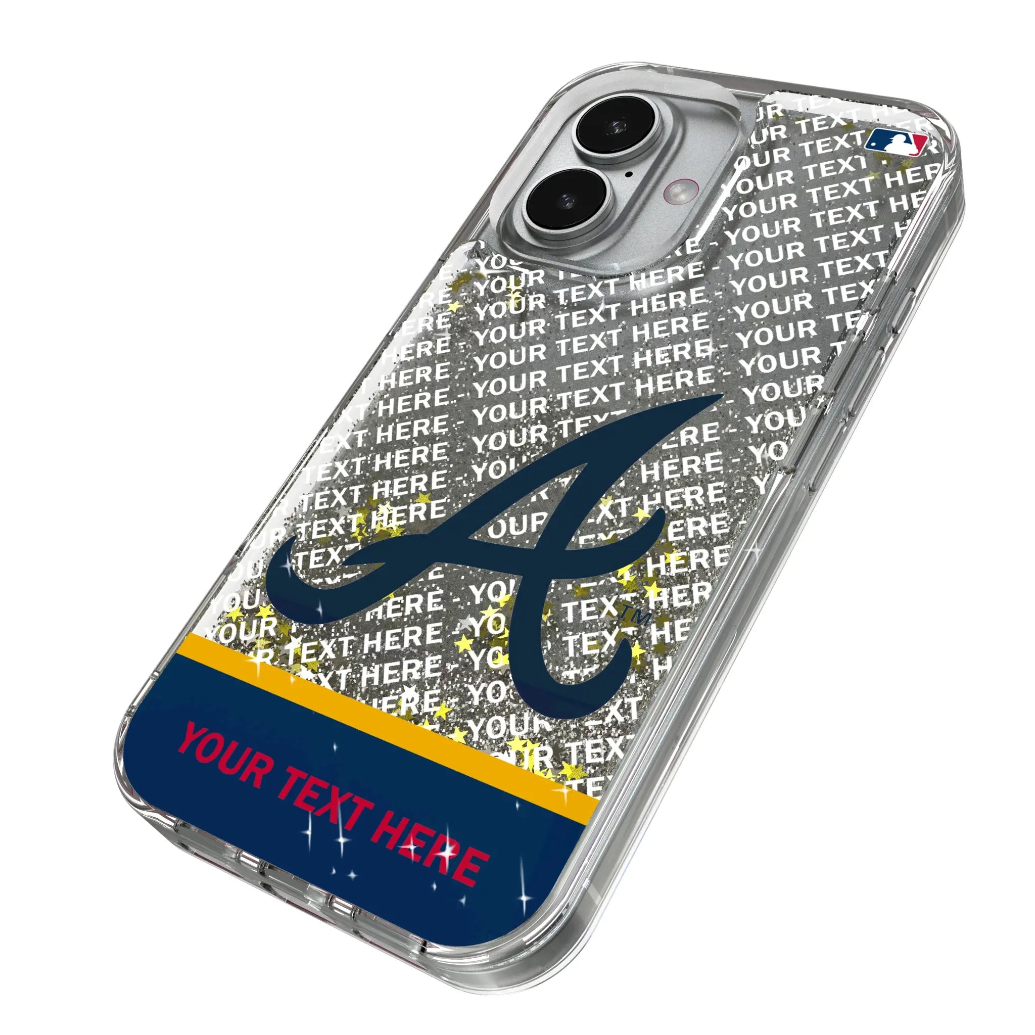 Atlanta Braves Personalized EndZone Plus iPhone Glitter Phone Case for Apple iPhone - Isometric View