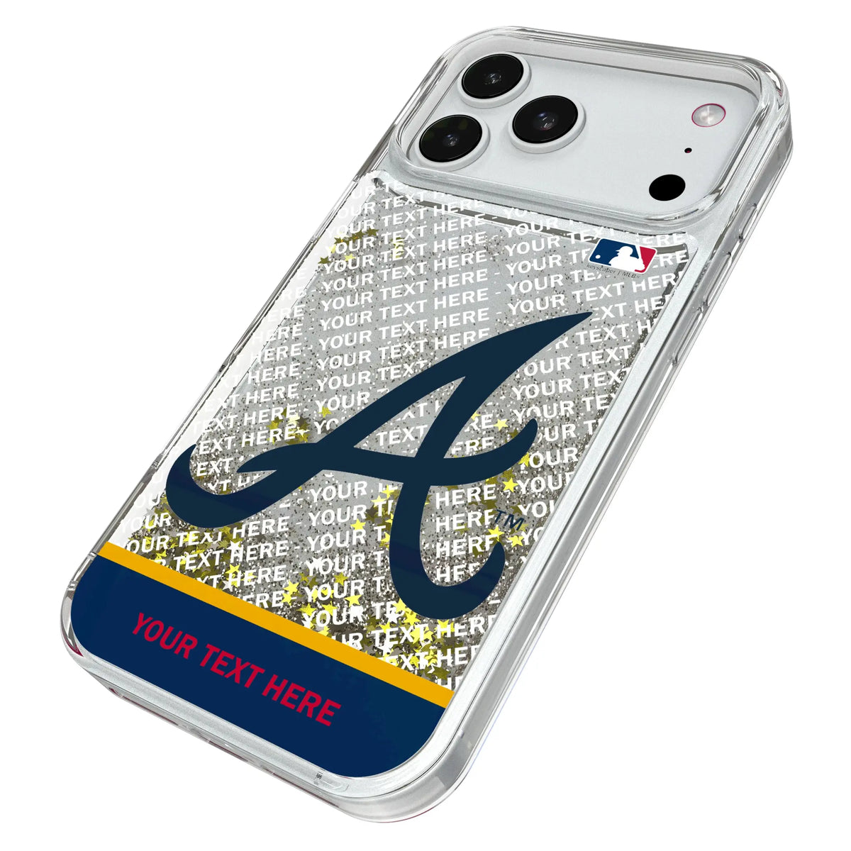 Atlanta Braves Personalized EndZone Plus iPhone Glitter Phone Case for Apple iPhone - Isometric View#Device_iPhone 18 Pro Max