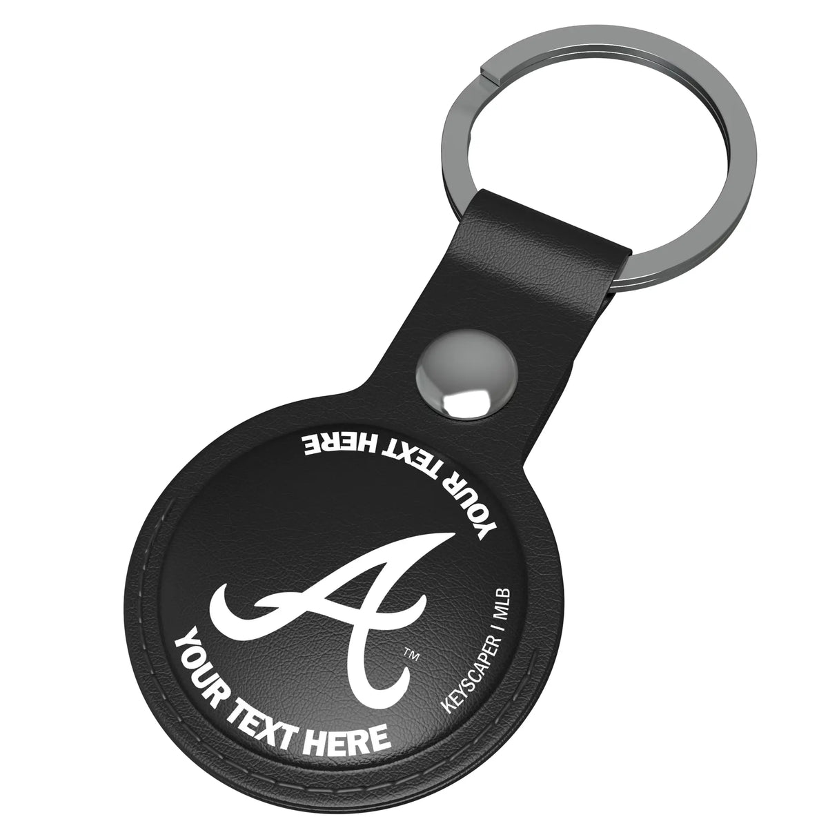 Atlanta Braves Personalized Insignia AirTag Black Airtag Holder - Isometric View