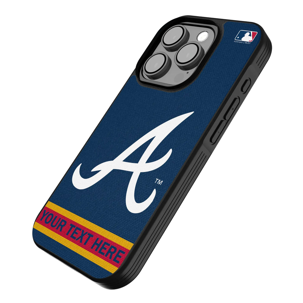 Atlanta Braves Personalized Stripe iPhone Bump Phone Case for Apple iPhone - Isometric View