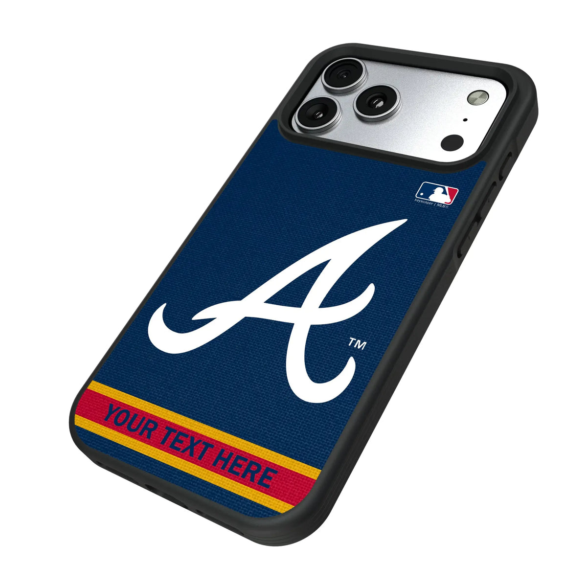 Atlanta Braves Personalized Stripe iPhone Bump Phone Case for Apple iPhone - Isometric View#Device_iPhone 17 Pro Max