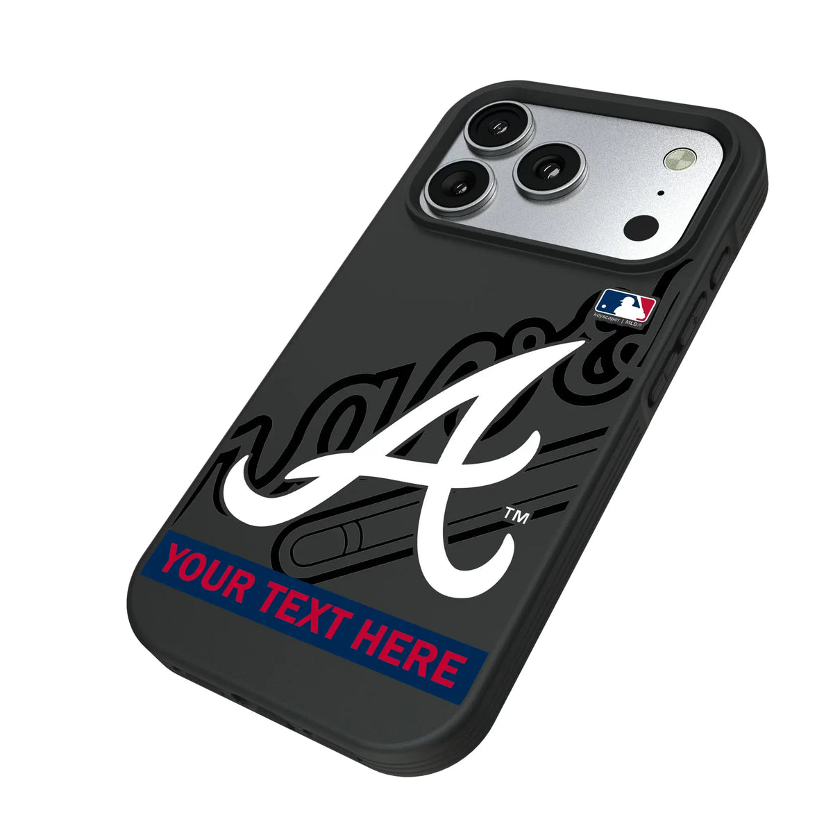 Atlanta Braves Personalized Tilt iPhone Bump Phone Case for Apple iPhone - Isometric View#Device_iPhone 17 Pro