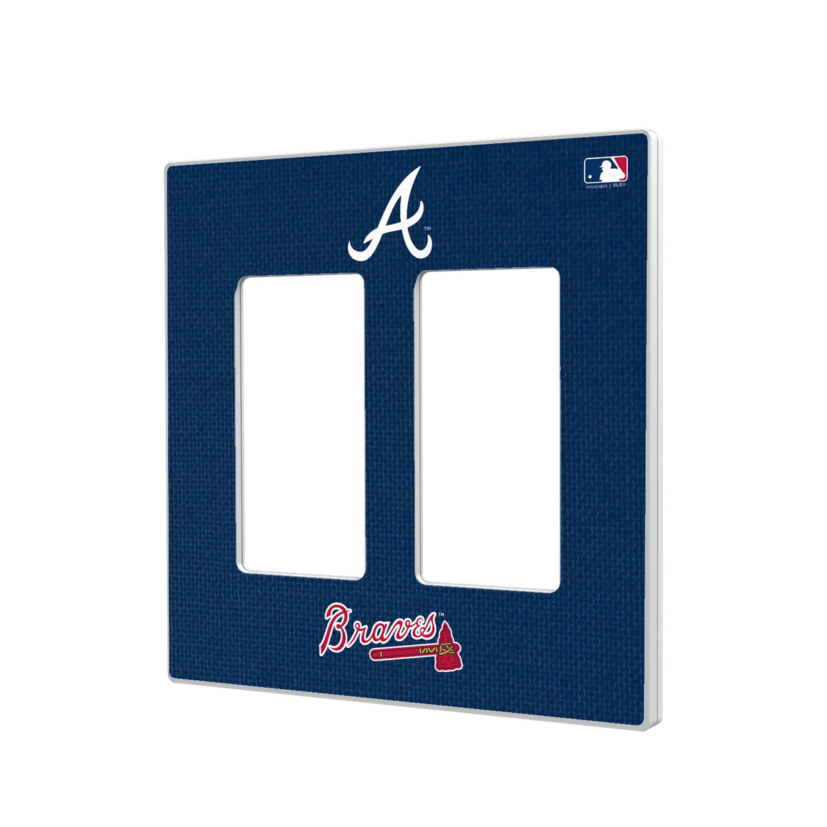 Atlanta Braves Solid Hidden-Screw Light Switch Plate#Style_Double Rocker