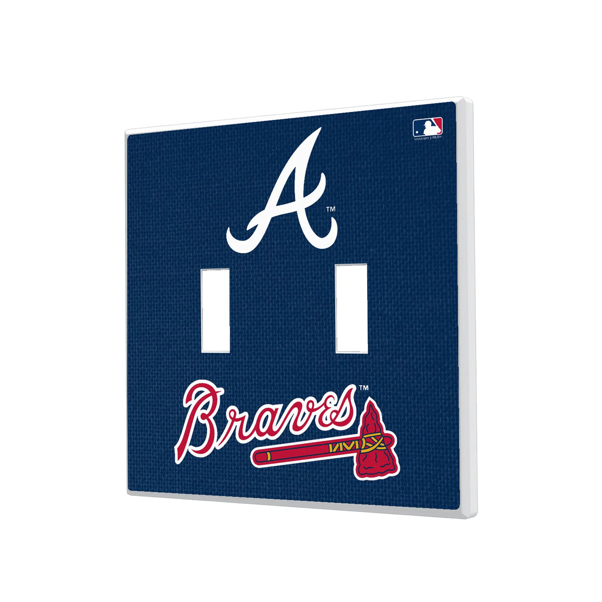 Atlanta Braves Solid Hidden-Screw Light Switch Plate#Style_Double Toggle