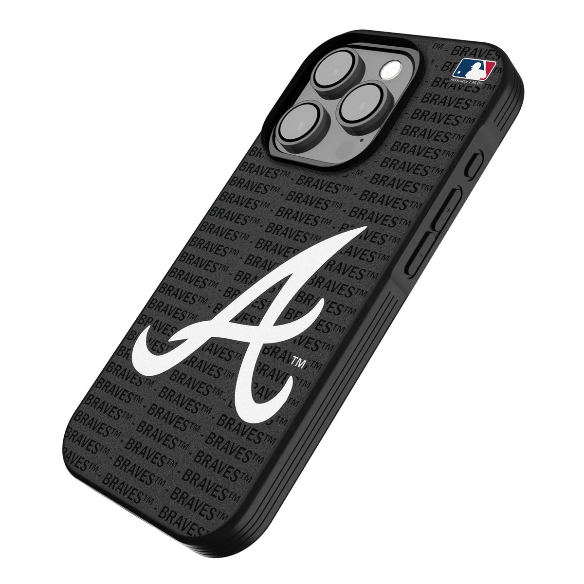 Atlanta Braves Text Backdrop iPhone Bump Phone Case for Apple iPhone - Isometric View