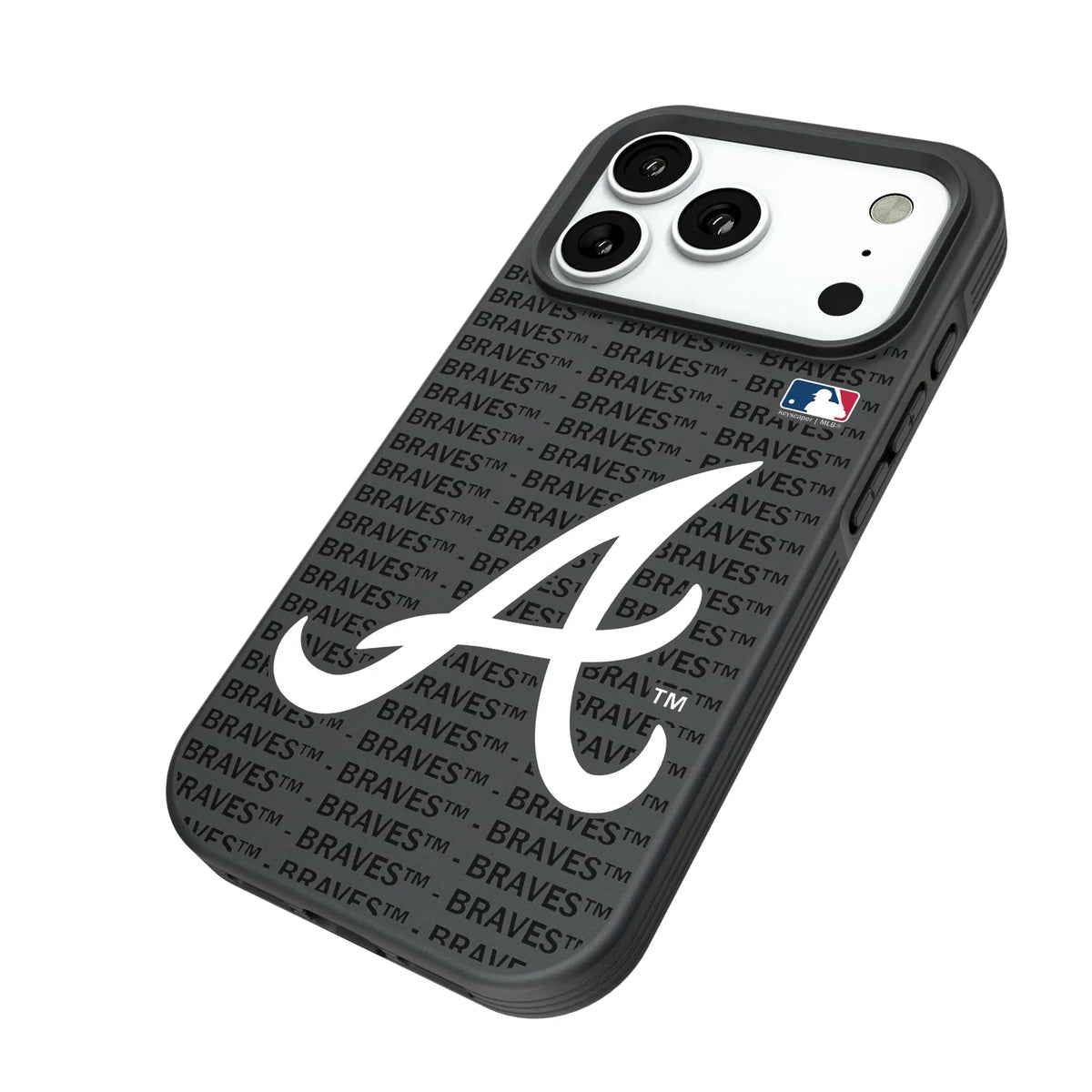 Atlanta Braves Text Backdrop iPhone Bump Phone Case for Apple iPhone - Isometric View#Device_iPhone 18 Pro