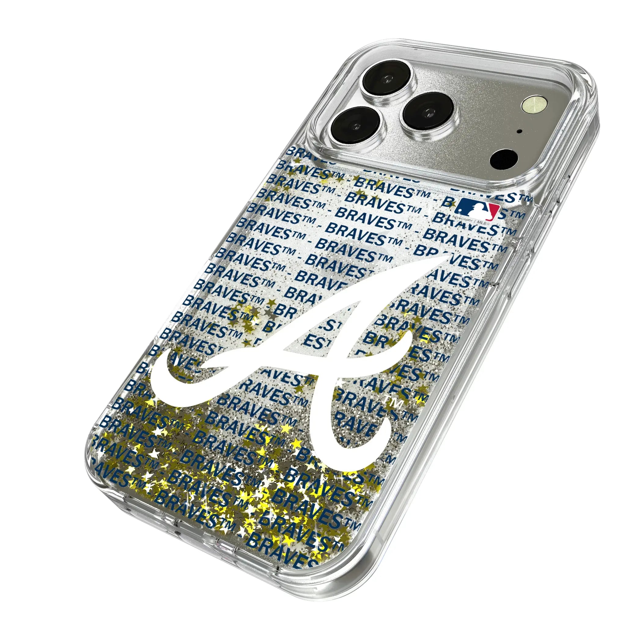 Atlanta Braves Text Backdrop iPhone Glitter Phone Case for Apple iPhone - Isometric View