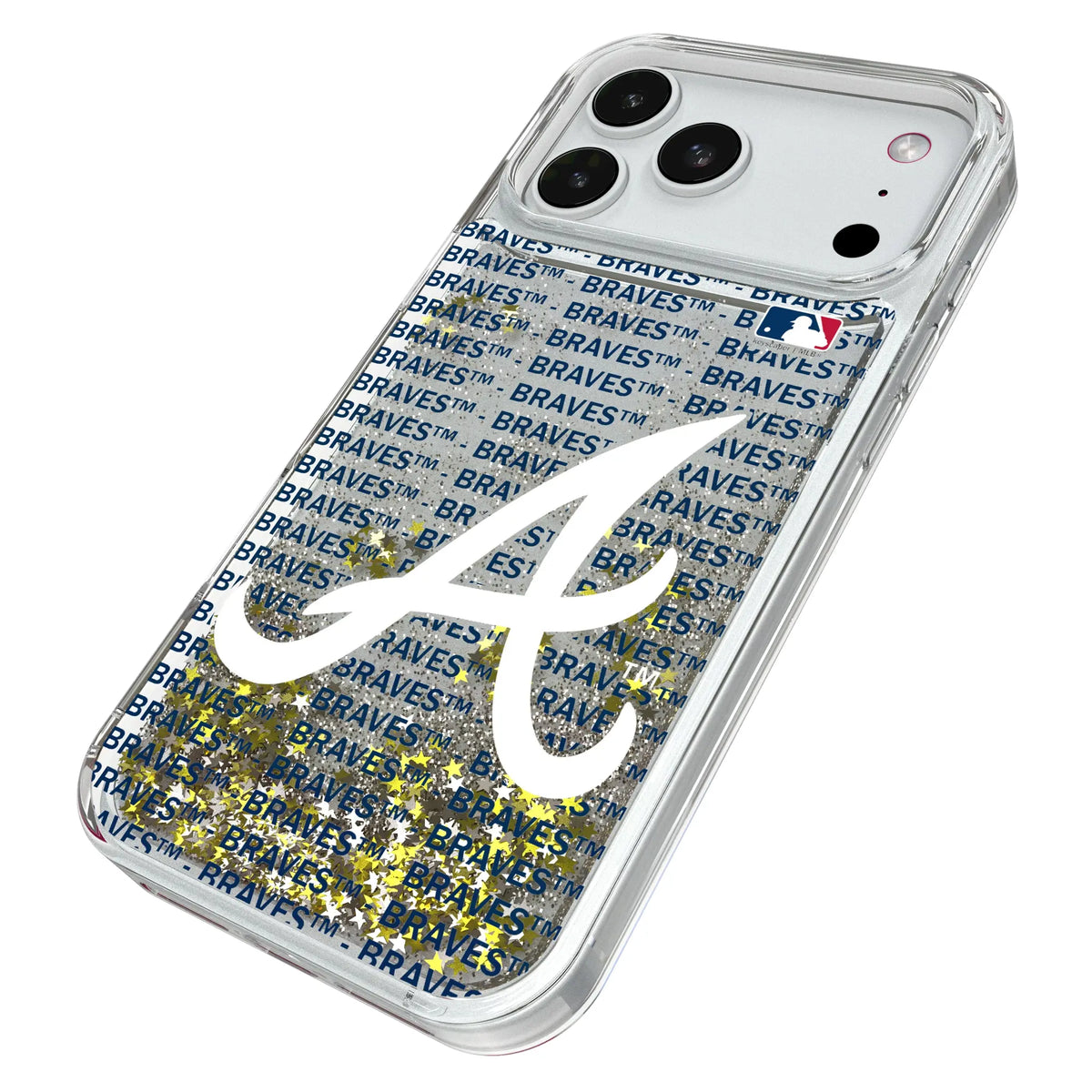 Atlanta Braves Text Backdrop iPhone Glitter Phone Case for Apple iPhone - Isometric View#Device_iPhone 18 Pro Max