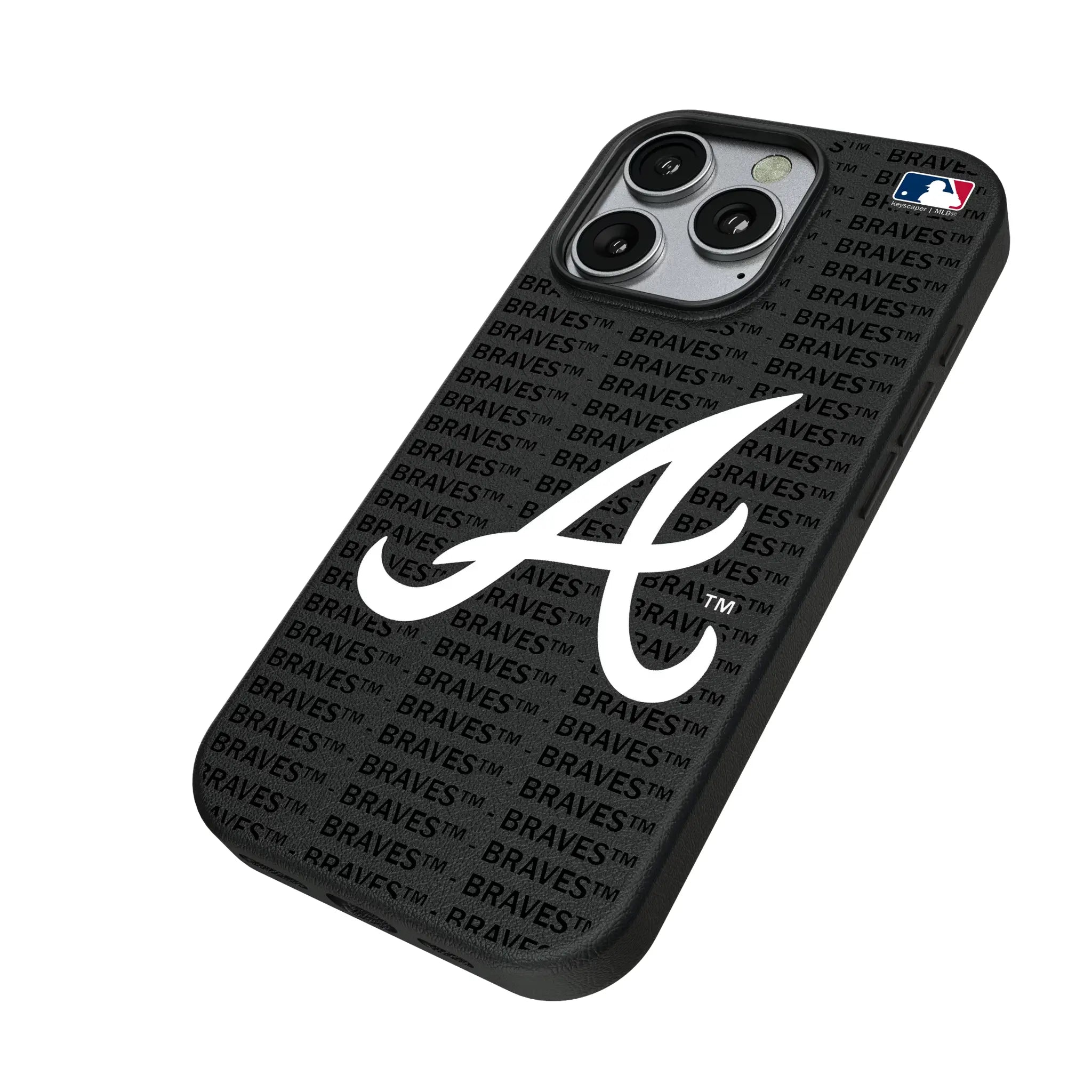 Atlanta Braves Text Backdrop iPhone MagSafe Compatible Phone Case for Apple iPhone - Isometric View
