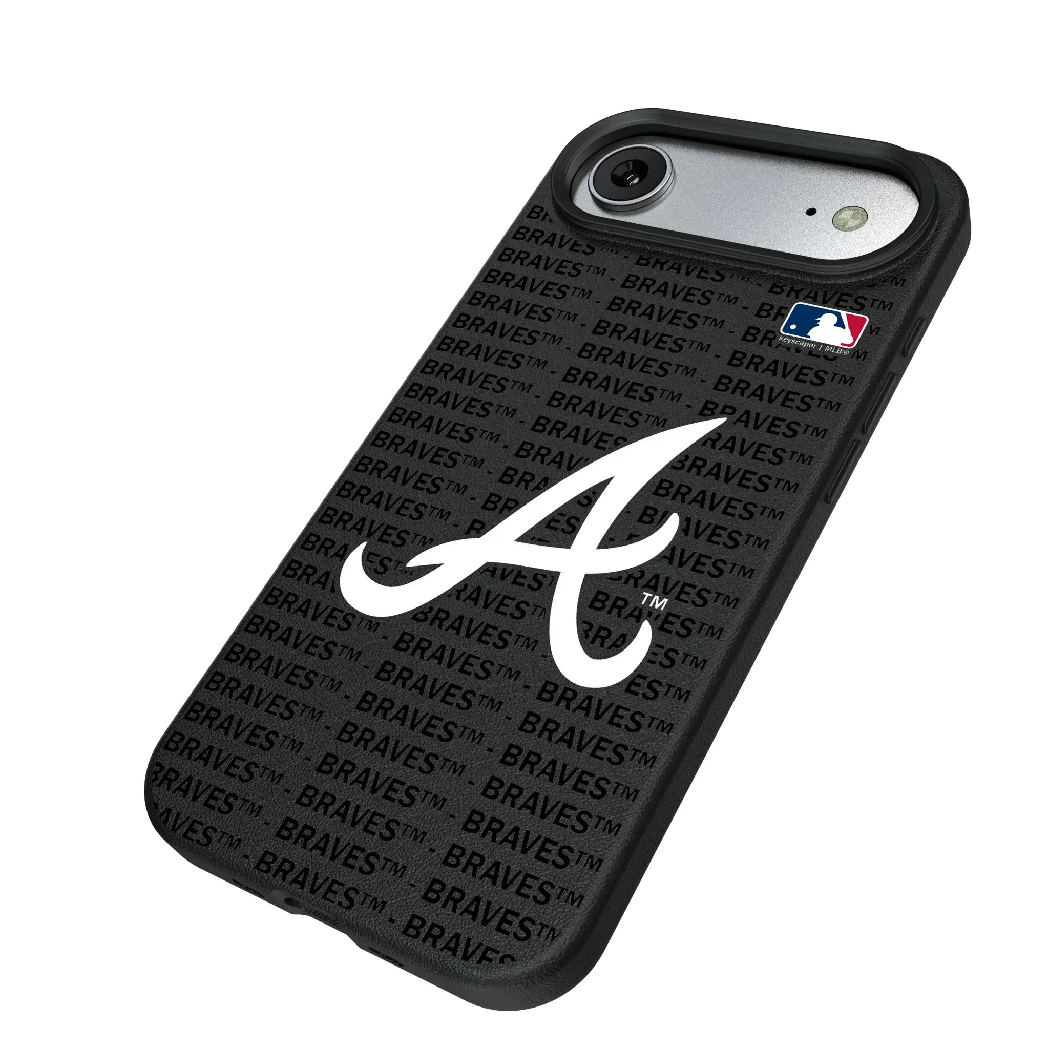 Atlanta Braves Text Backdrop iPhone MagSafe Compatible Phone Case for Apple iPhone - Isometric View#Device_iPhone Air