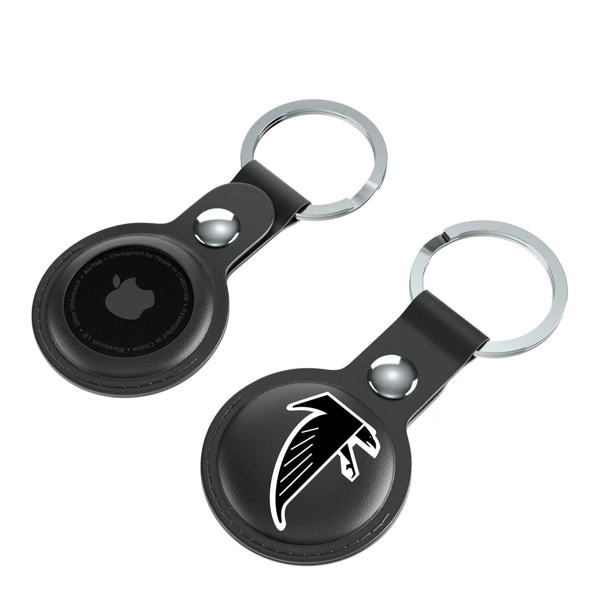 Atlanta Falcons Classic Insignia AirTag Black Airtag Holder 2-Pack - Isometric View