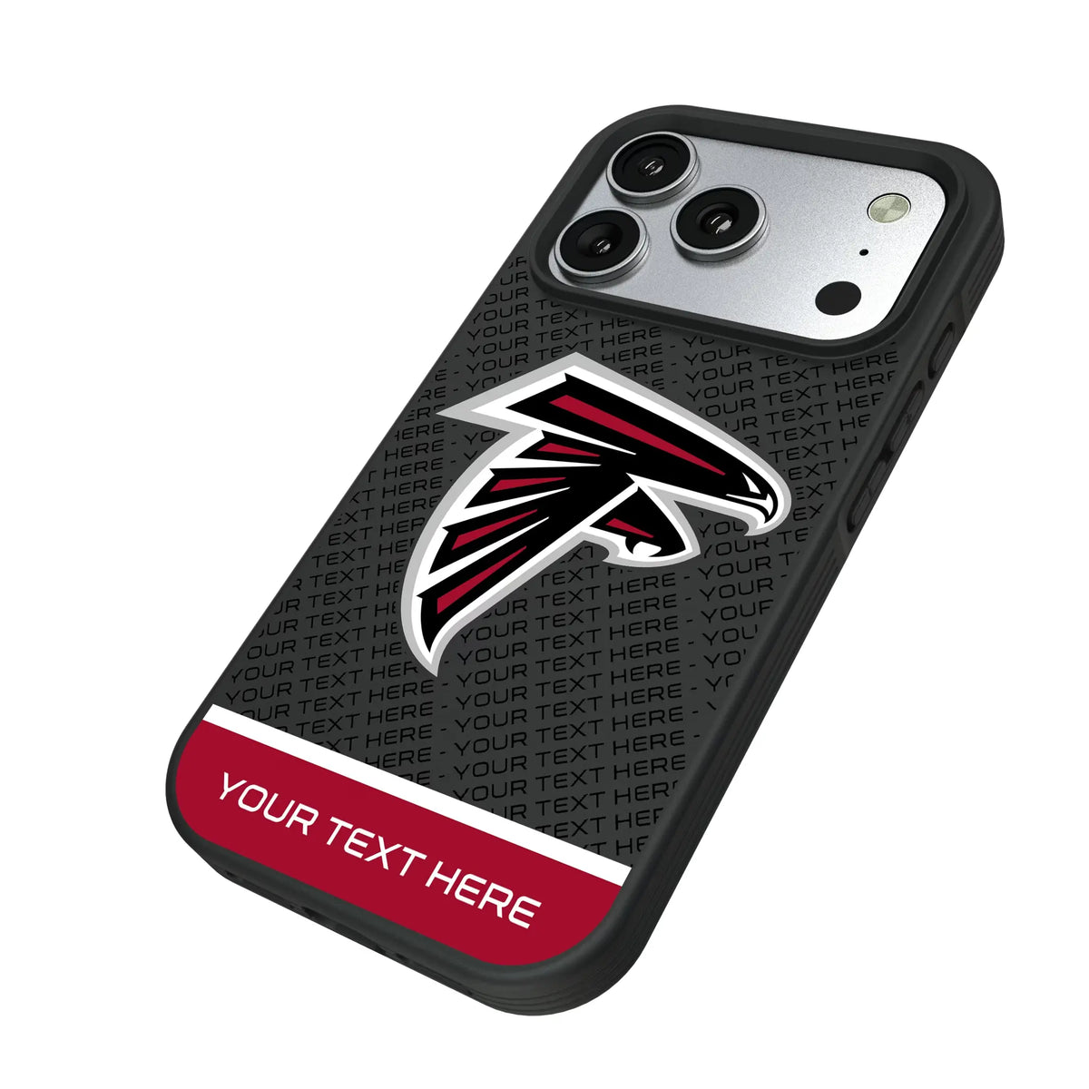 Atlanta Falcons Personalized EndZone Plus iPhone Bump Phone Case for Apple iPhone - Isometric View#Device_iPhone 17 Pro