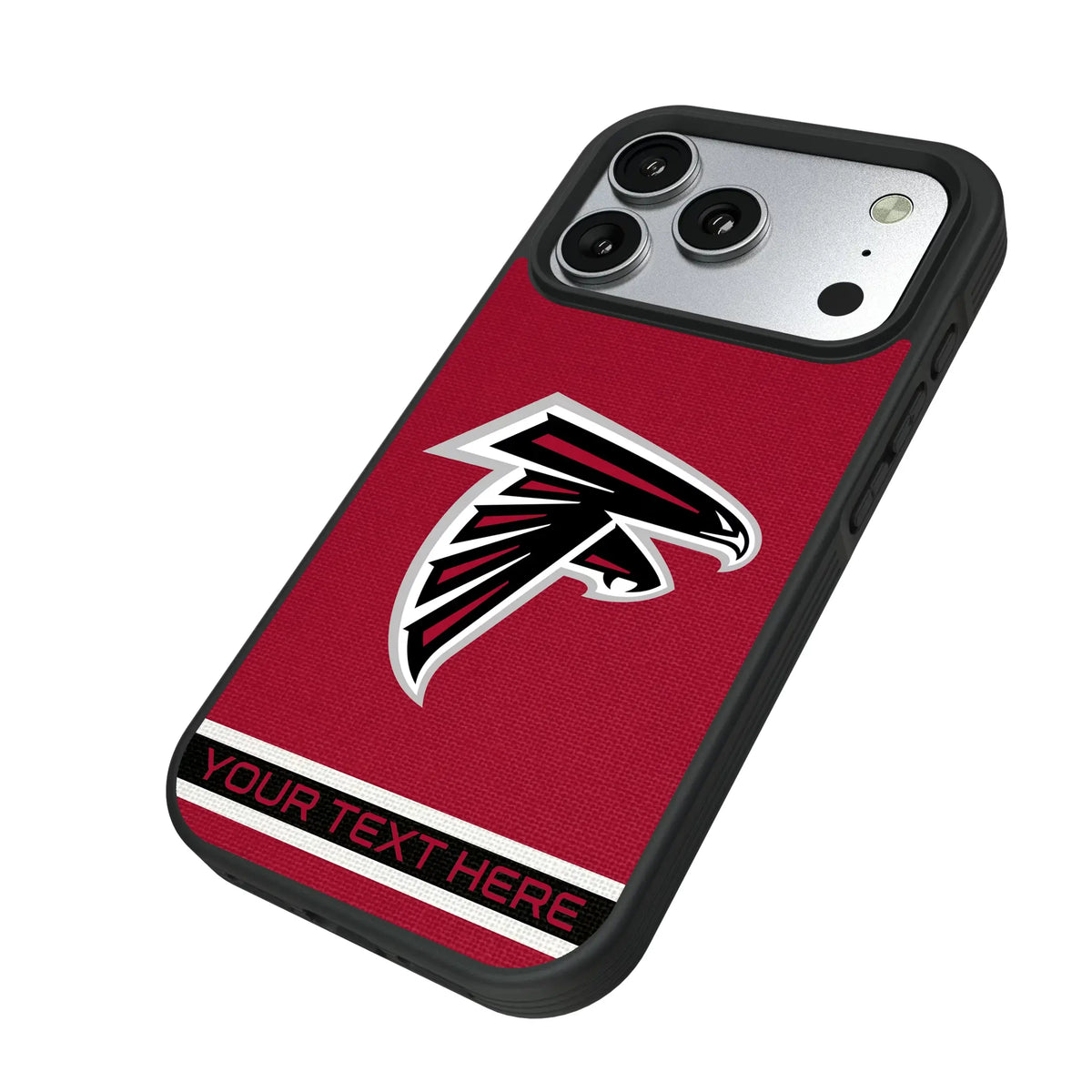 Atlanta Falcons Personalized Stripe iPhone Bump Phone Case for Apple iPhone - Isometric View#Device_iPhone 17 Pro
