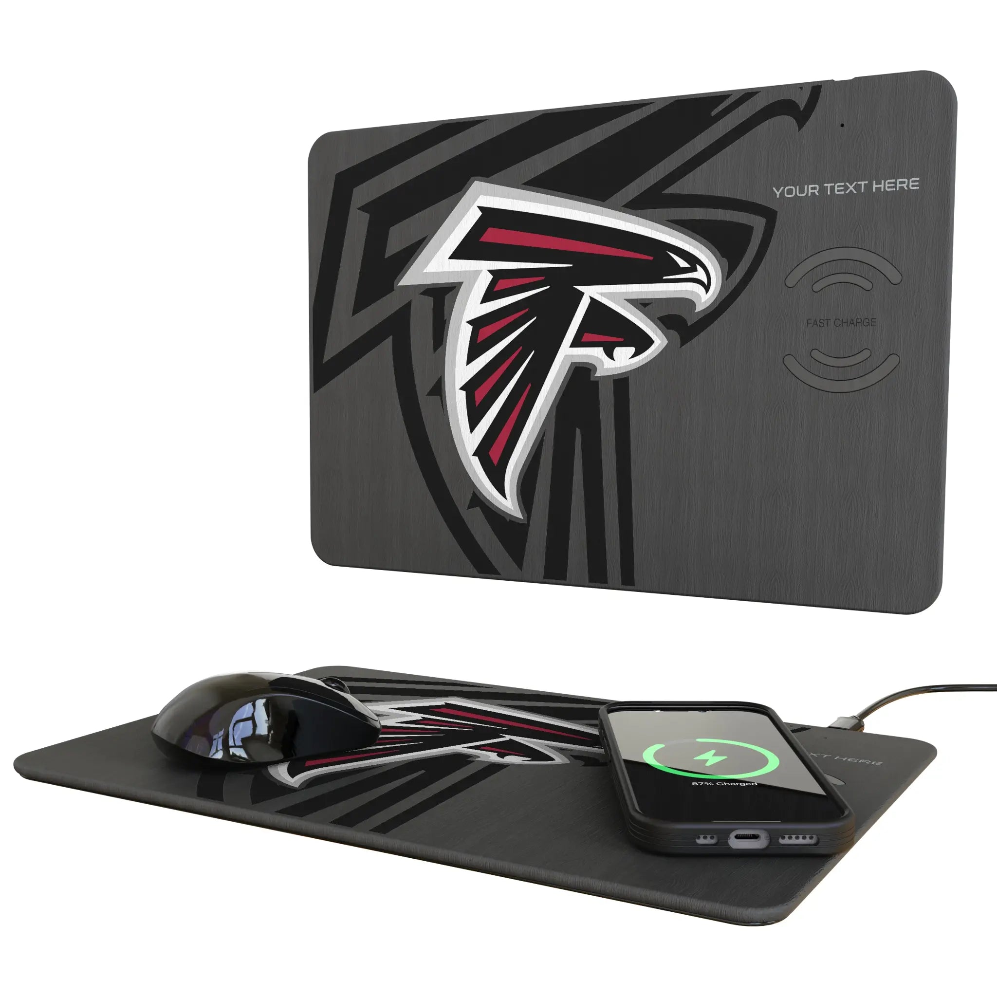 Atlanta Falcons Personalized Tilt 15-Watt Wireless Charger and Mouse Pad