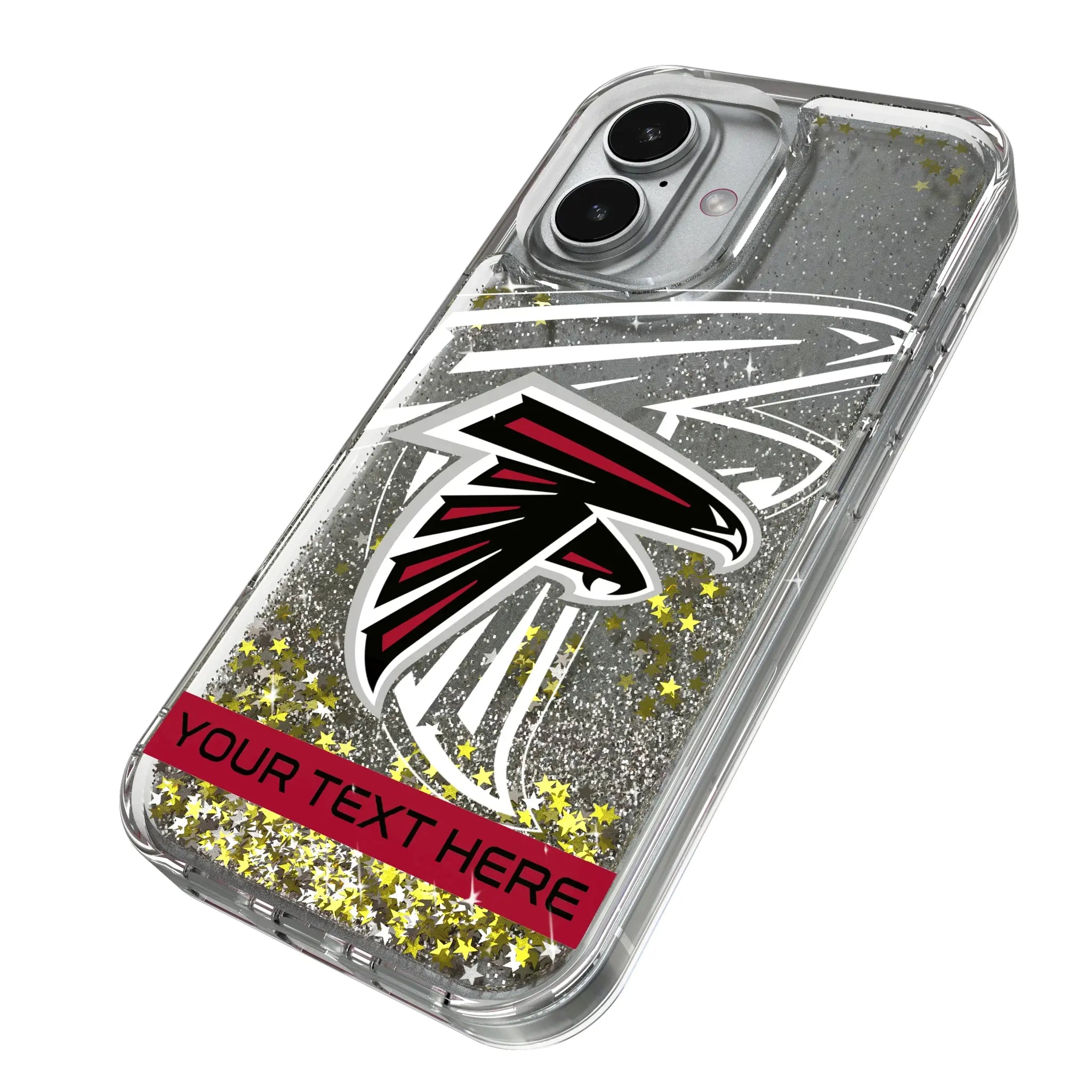 Atlanta Falcons Personalized Tilt iPhone Glitter Phone Case for Apple iPhone - Isometric View