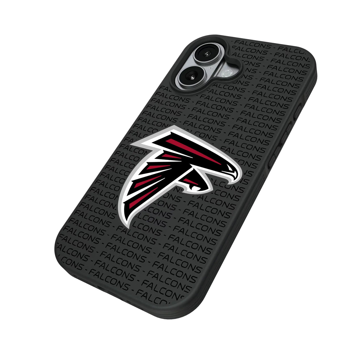 Atlanta Falcons Text Backdrop iPhone Bump Phone Case for Apple iPhone - Isometric View#Device_iPhone 17