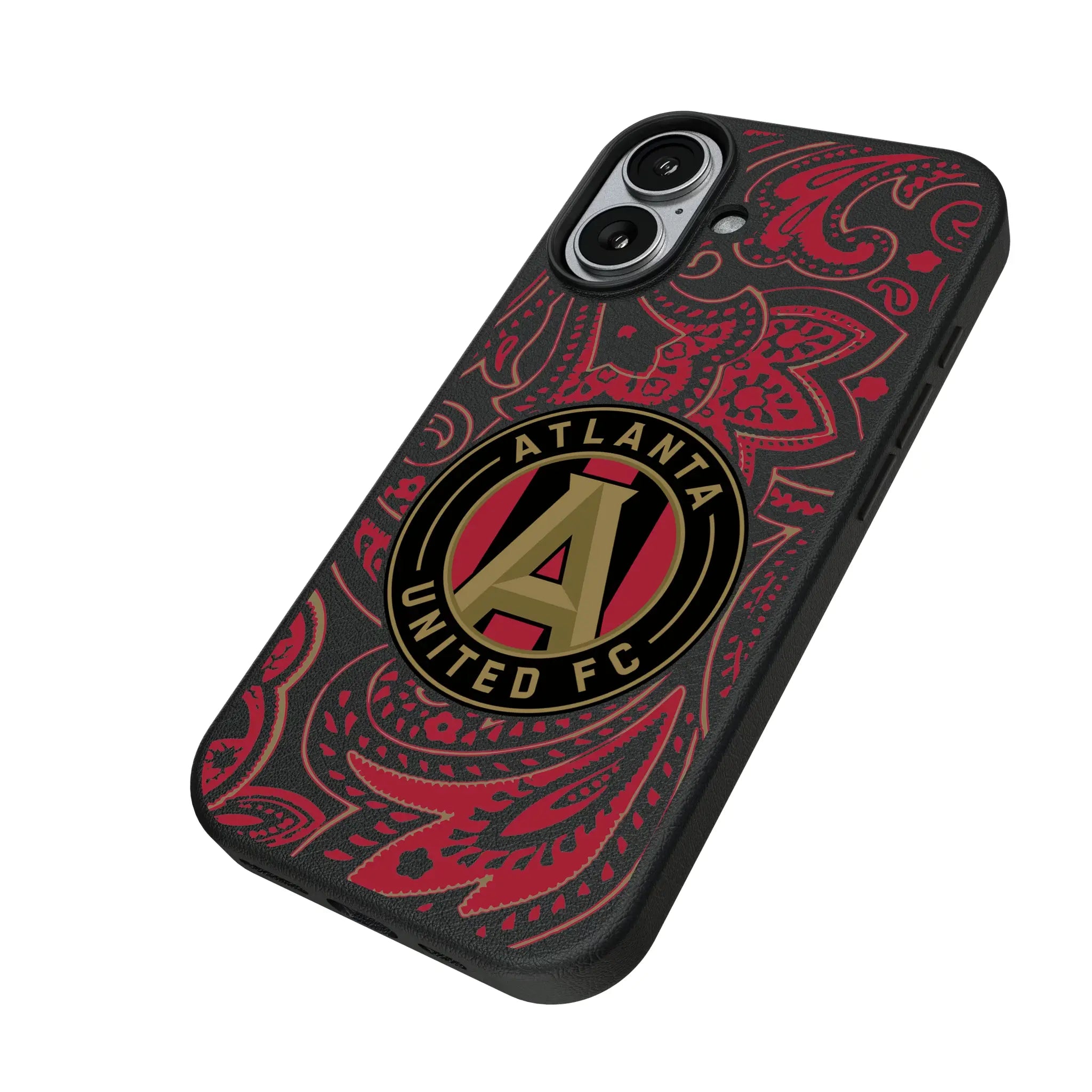 Atlanta United FC Paisley iPhone MagSafe Compatible Phone Case for Apple iPhone - Isometric View#Device_iPhone 17