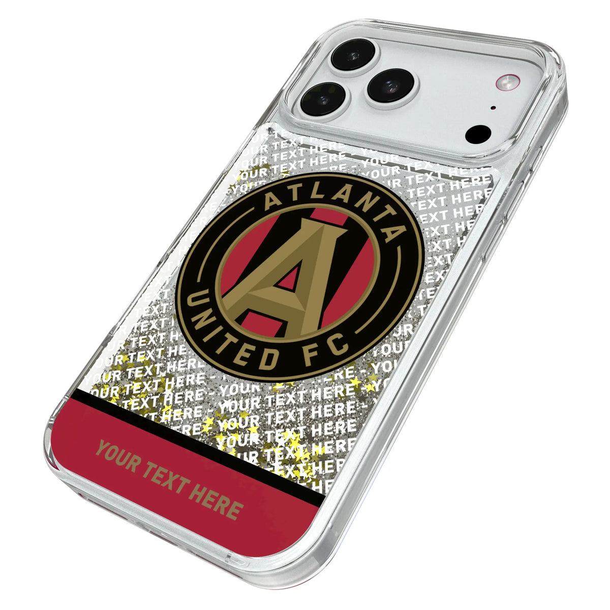 Atlanta United FC Personalized EndZone Plus iPhone Glitter Phone Case for Apple iPhone - Isometric View#Device_iPhone 18 Pro Max
