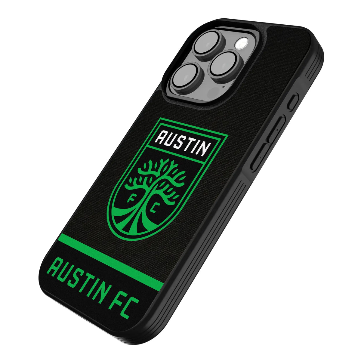 Austin FC Endzone Solid iPhone Bump Phone Case for Apple iPhone - Isometric View