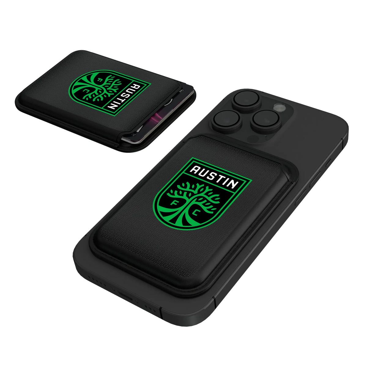 Austin FC Linen Black Magnetic Credit Card Wallet