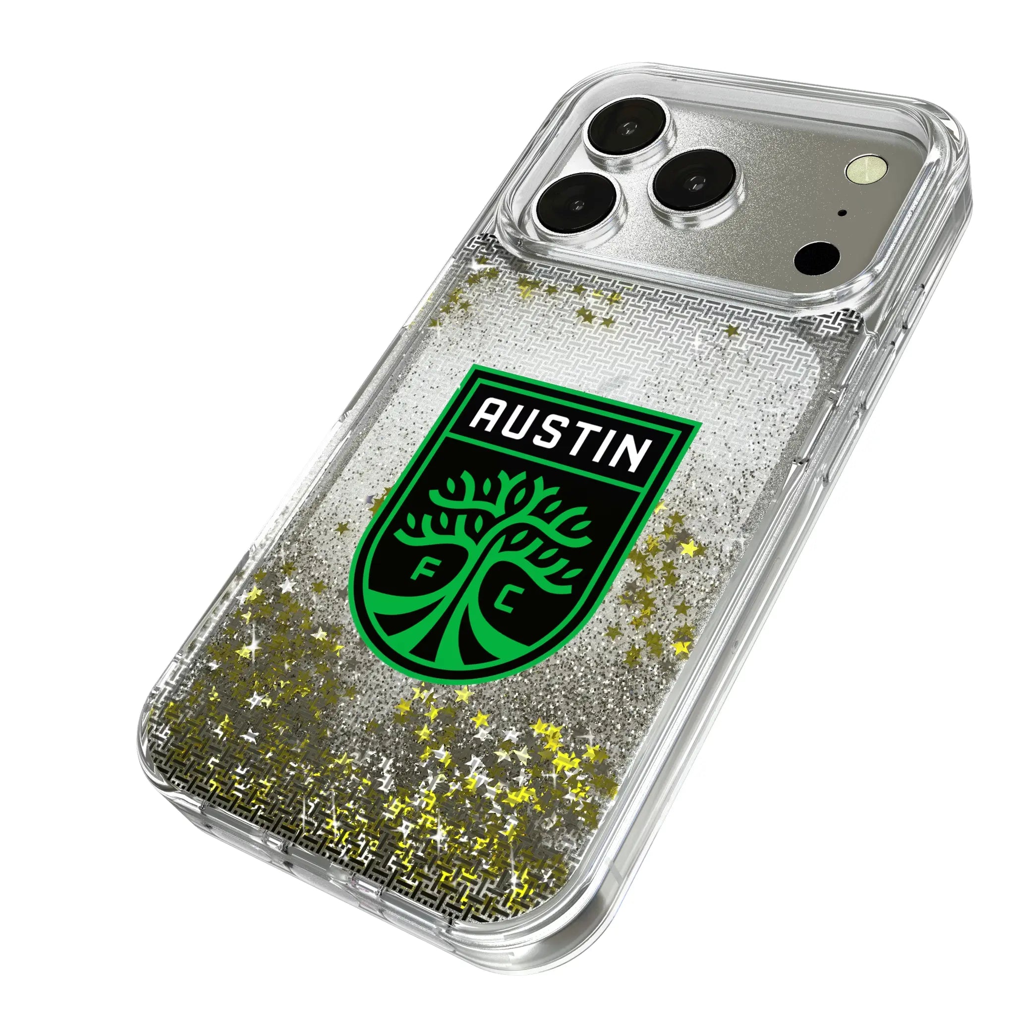 Austin FC Linen iPhone Glitter Phone Case for Apple iPhone - Isometric View